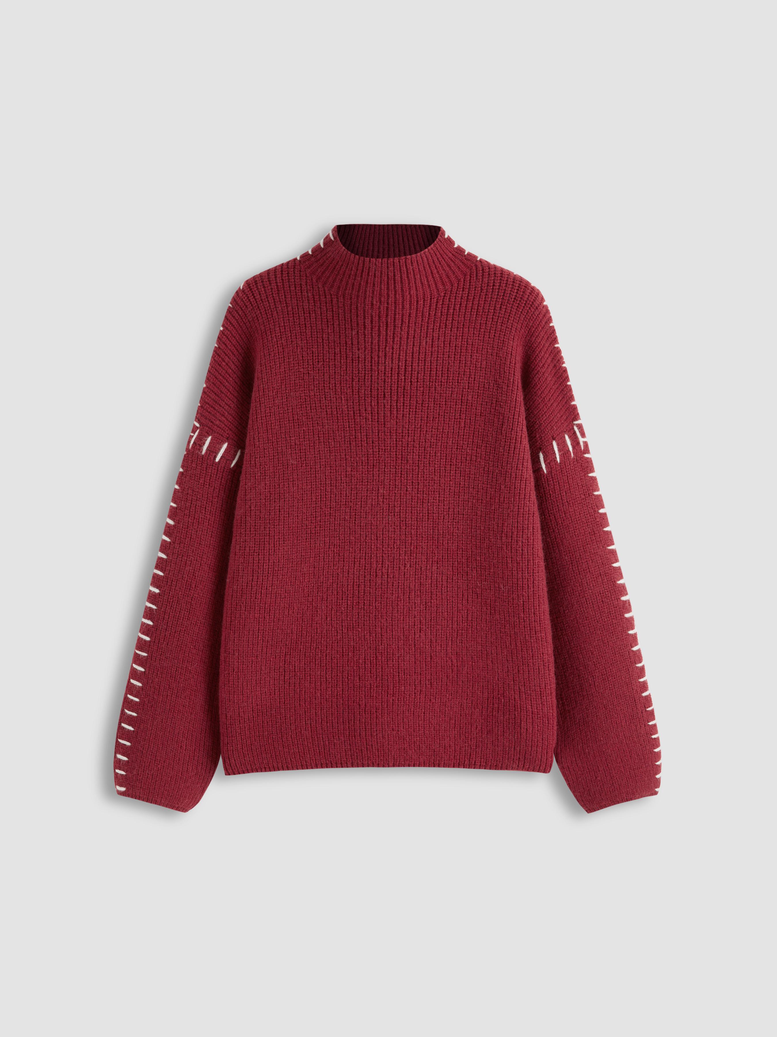 Knit Round Neck Solid Stitch Long Sleeve Sweater by CIDER
