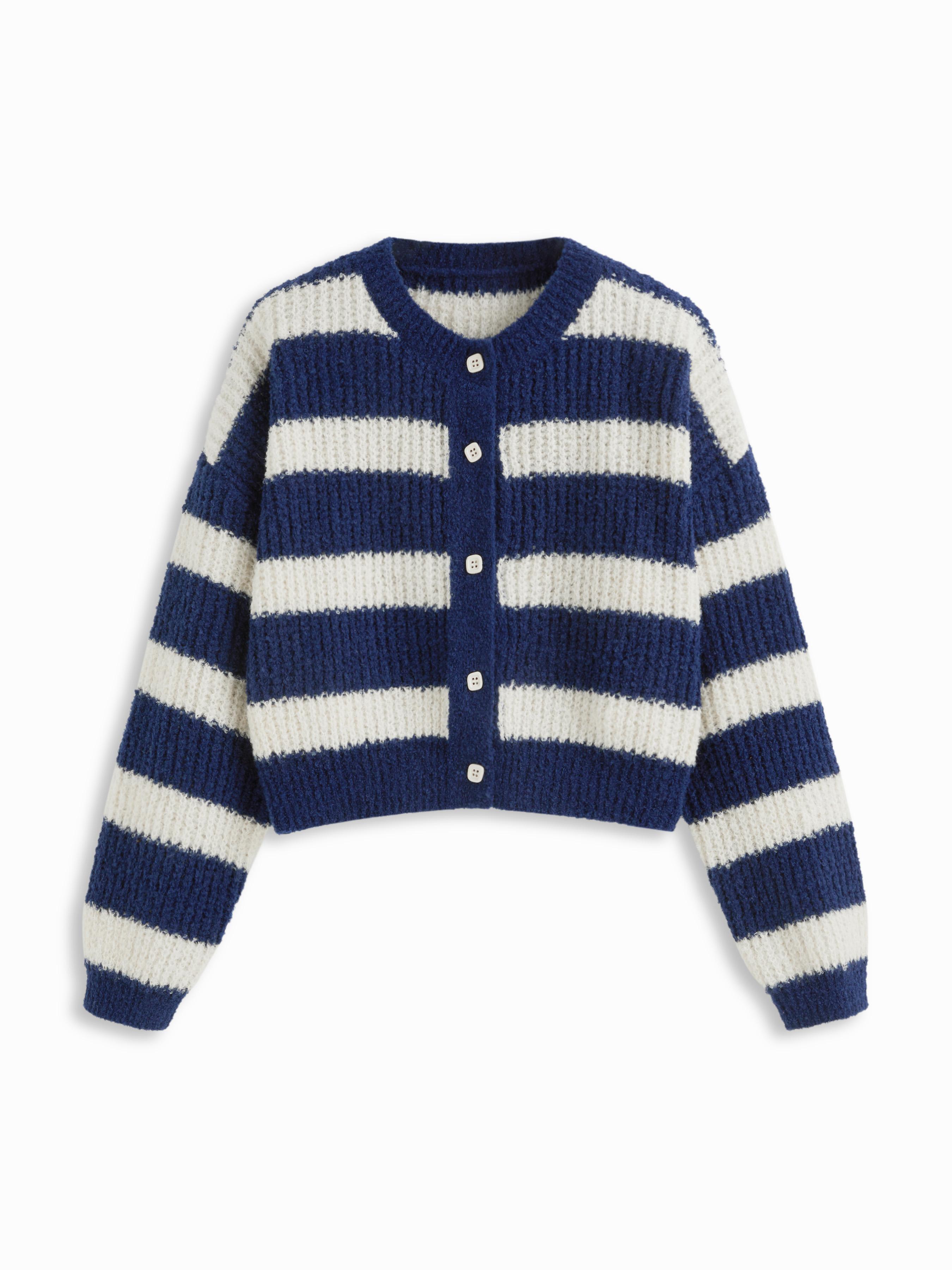 Knit Round Neckline Button Cardigan by CIDER