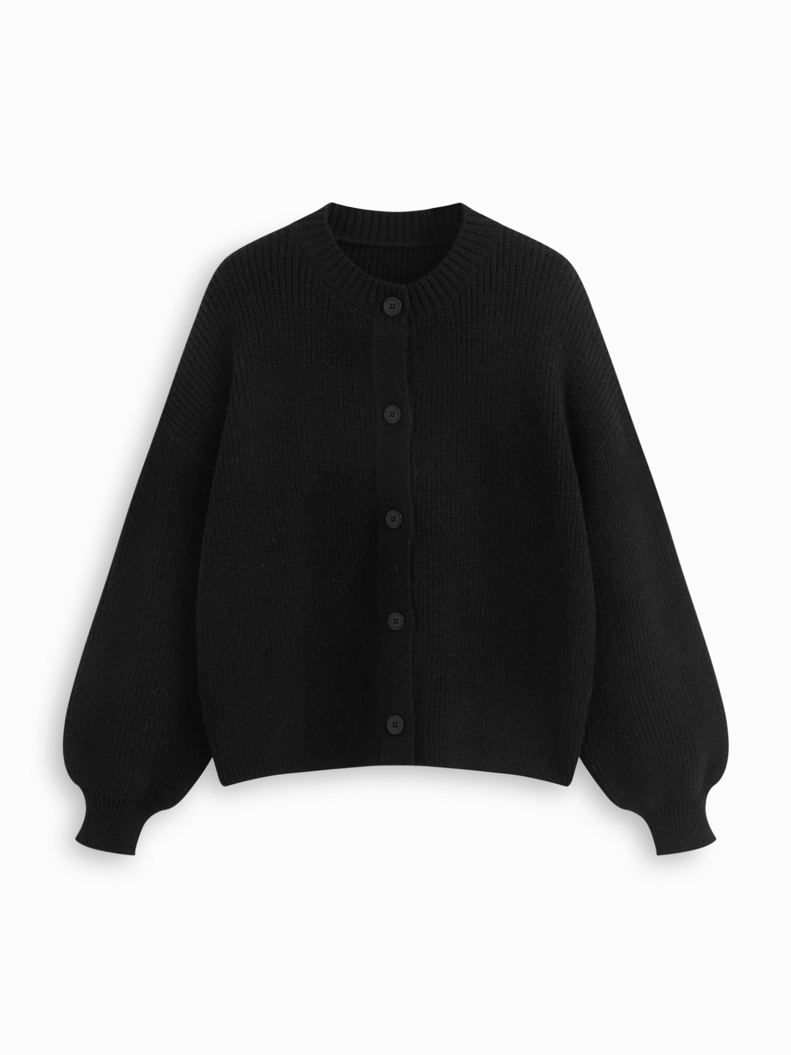 Knit Round Neckline Button Oversized Cardigan by CIDER