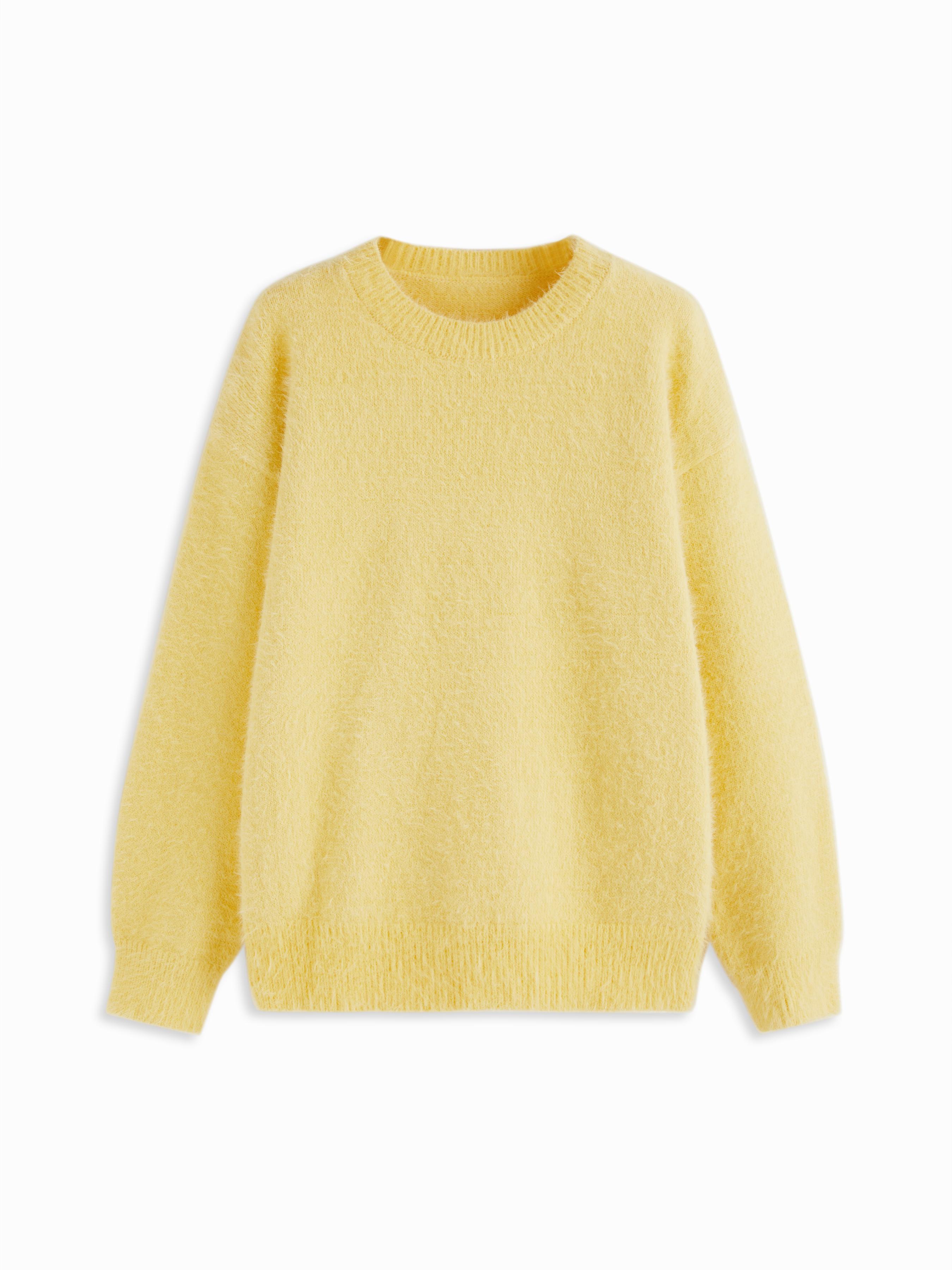 Knit Round Neckline Solid Long Sleeve Oversized Top by CIDER