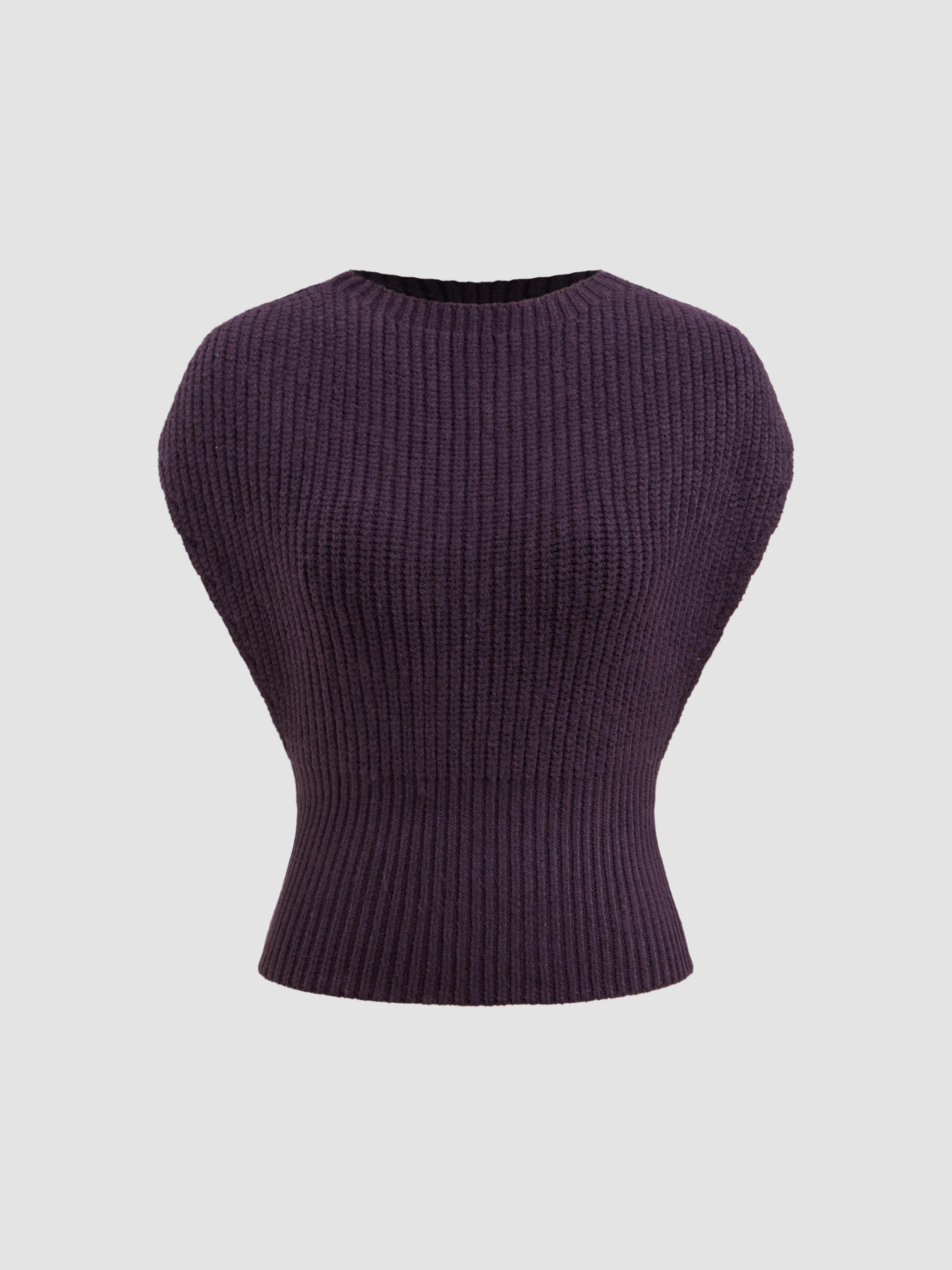 Knit Round Neckline Tank Top by CIDER