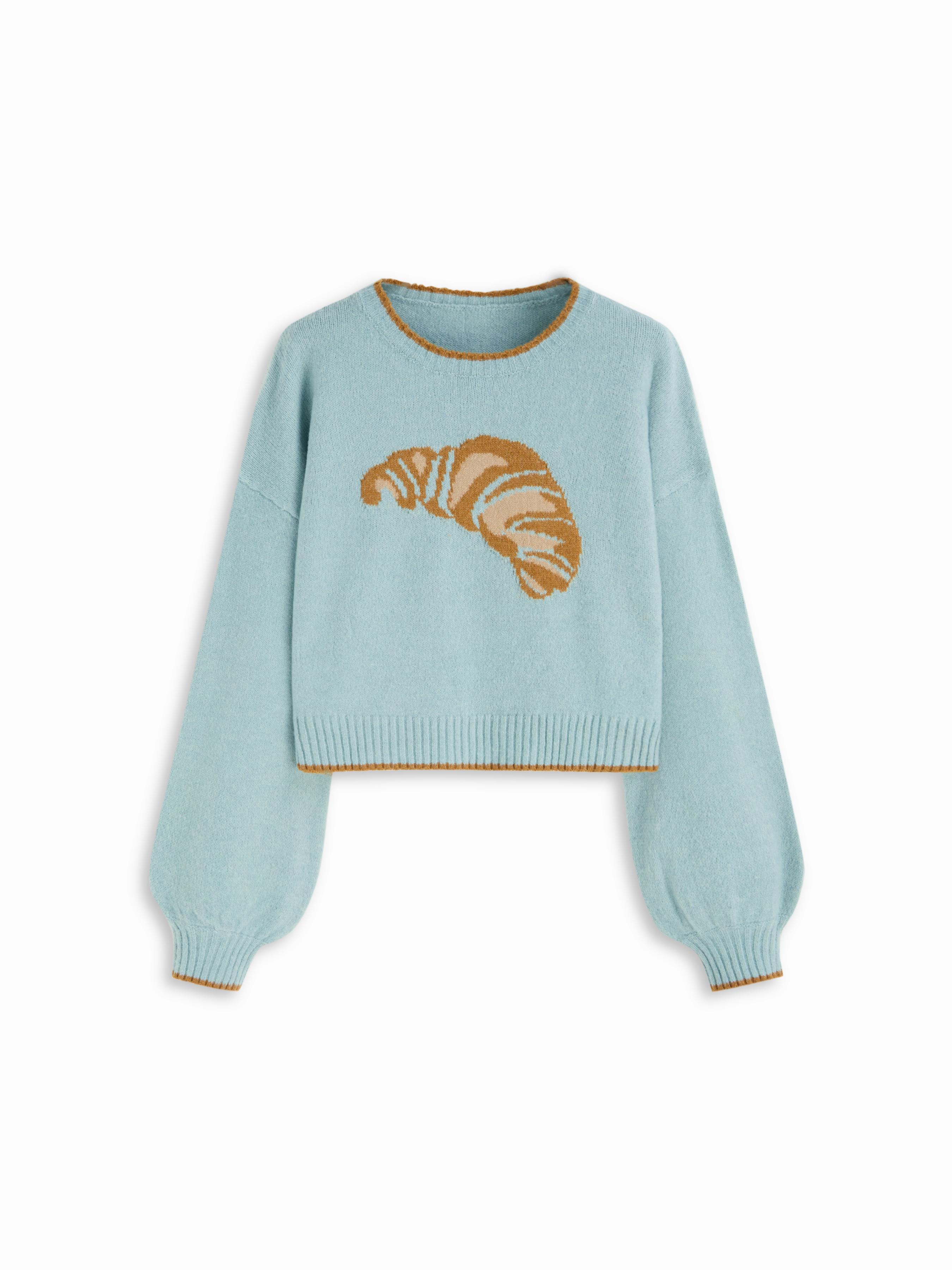 Knit Strawberry Contrasting Binding Round Neck Oversized Sweater by CIDER