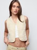 Knit Textured Floral Graphic Applique V-neck Crop Vest by CIDER