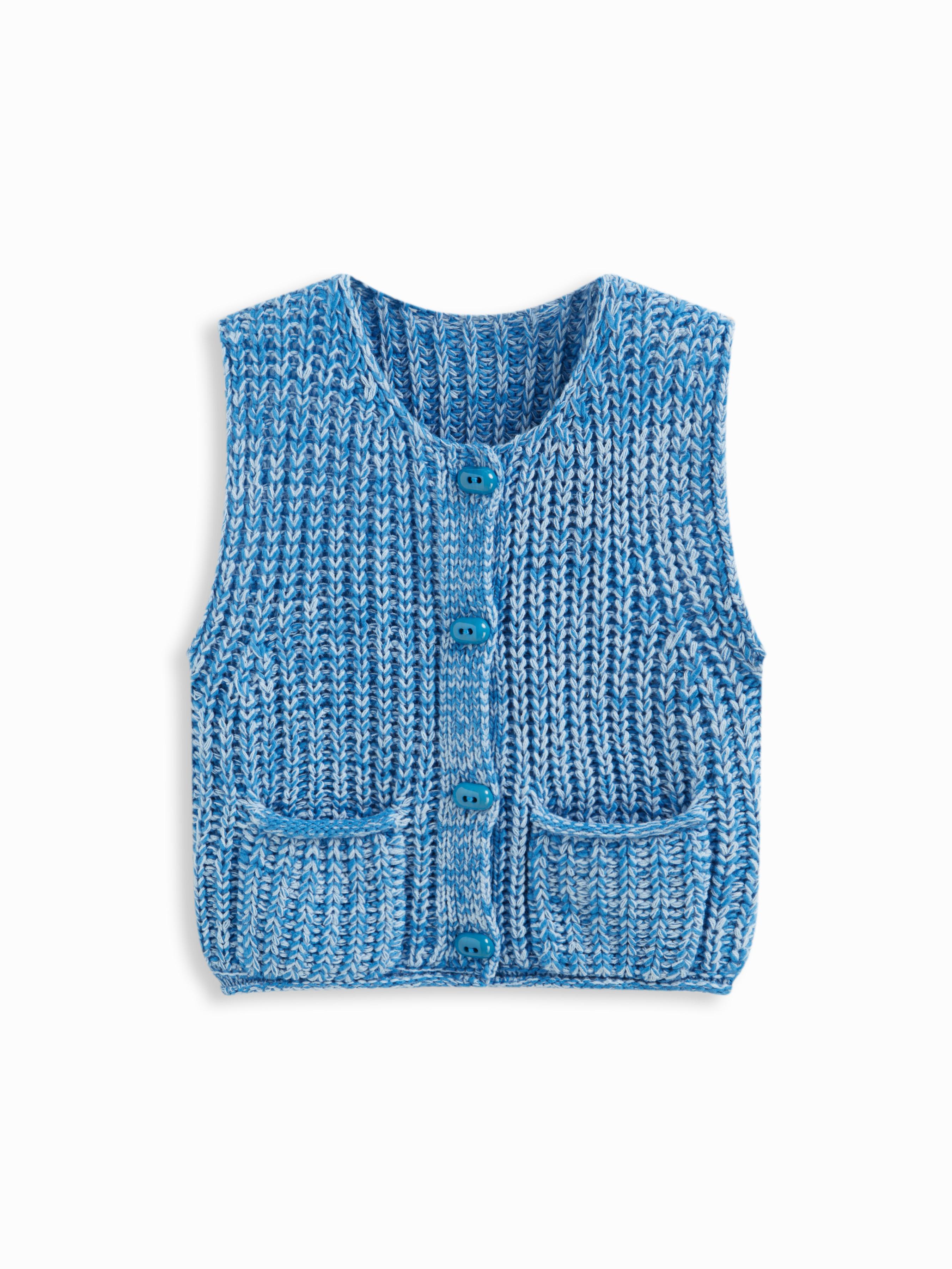 Knit U-neckline Button Crop Vest by CIDER
