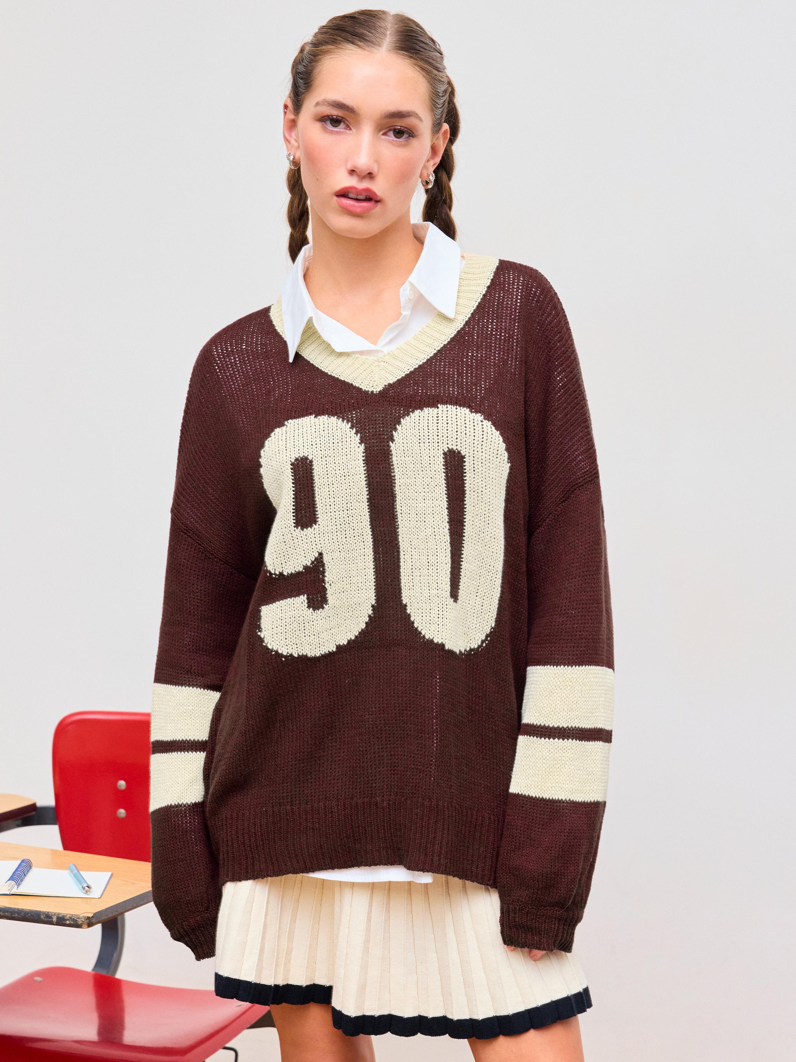 Knit V-neck 90 Contrasting Binding Sweater by CIDER