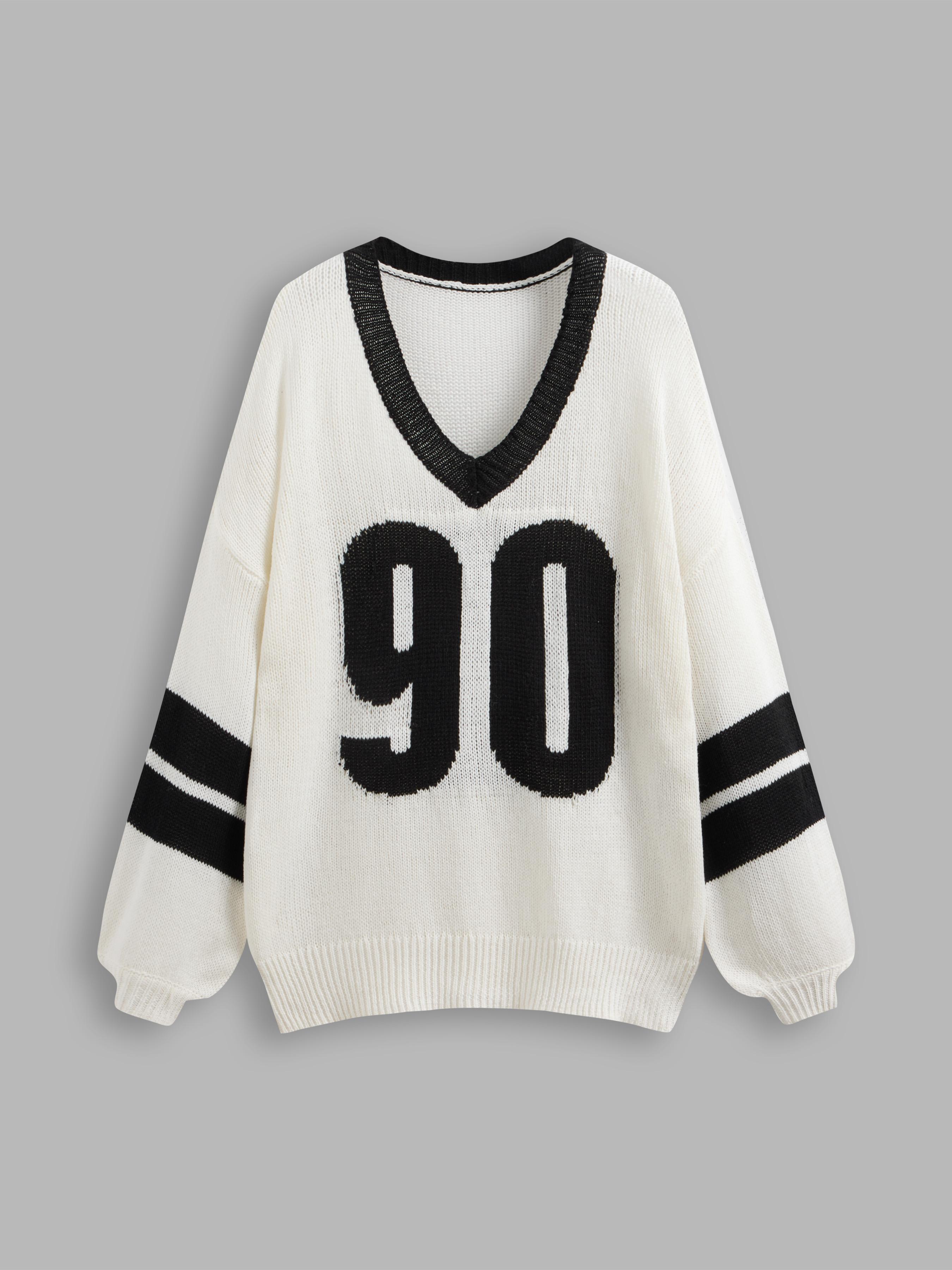 Knit V-neck 90 Contrasting Binding Sweater by CIDER