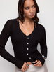 Knit V-neck Button Through Long Sleeve Top by CIDER