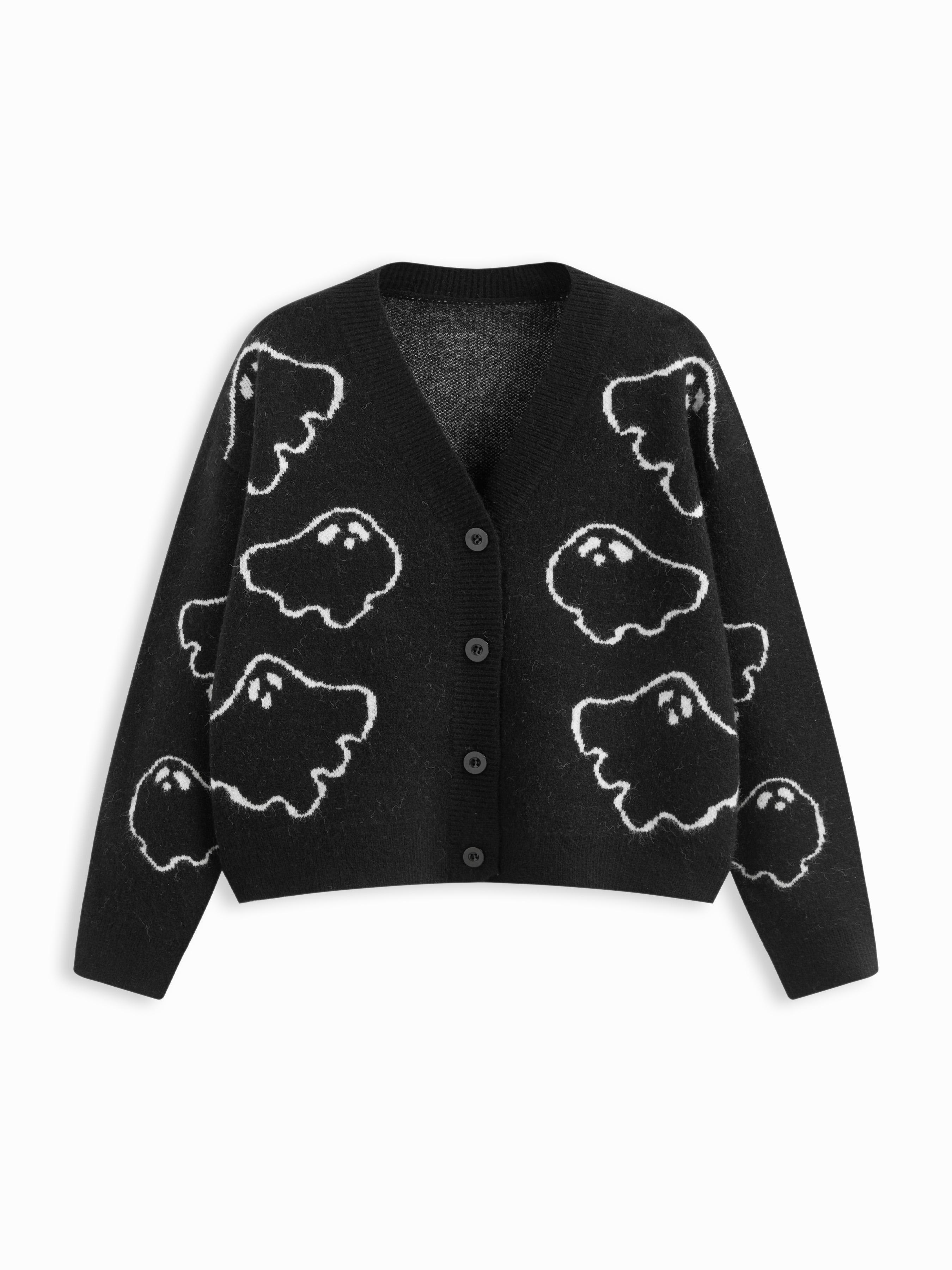 Knit V-neck Ghost Button Cardigan Curve & Plus by CIDER