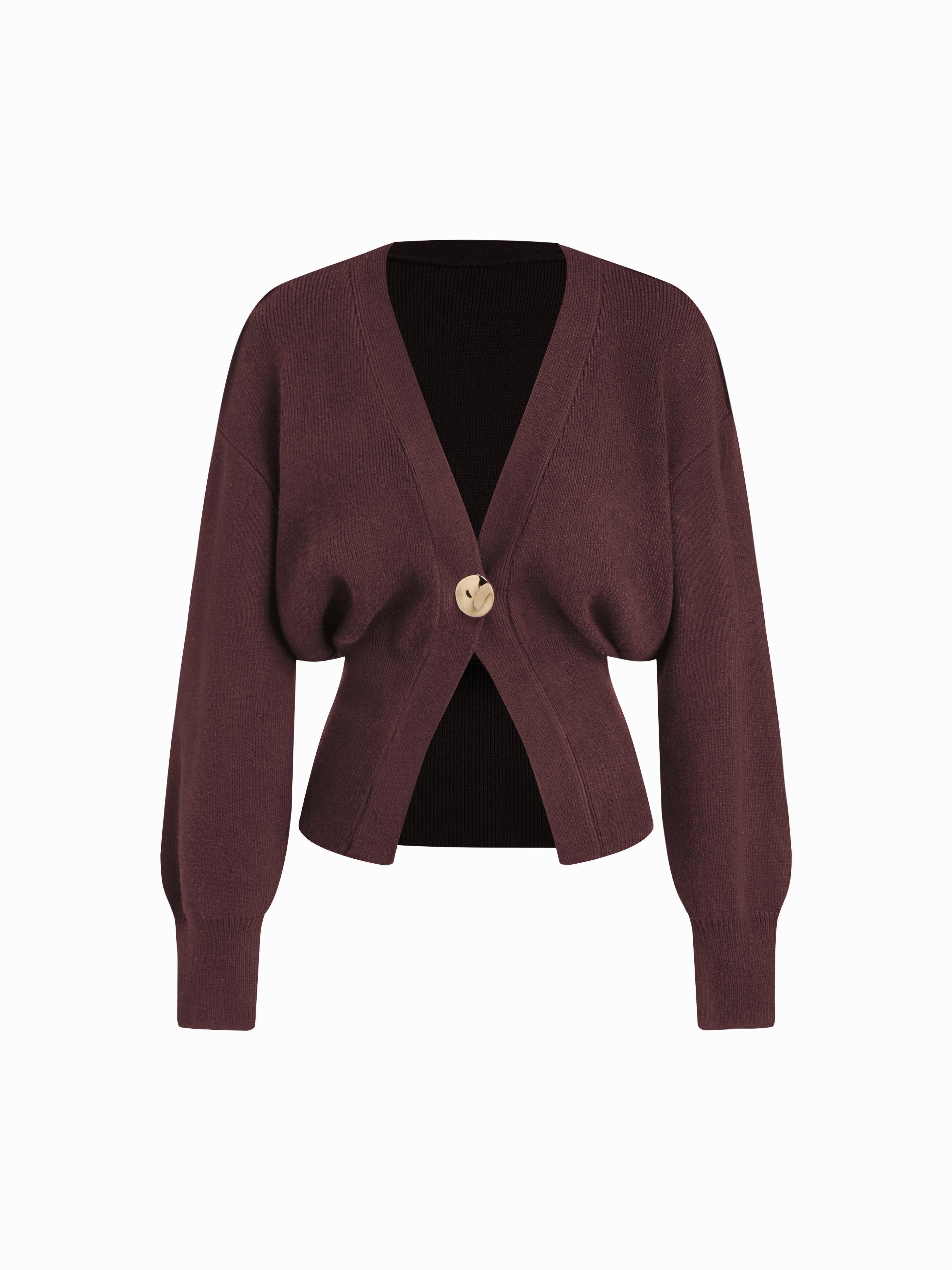 Knit V-neck  Metallic Button Cardigan by CIDER
