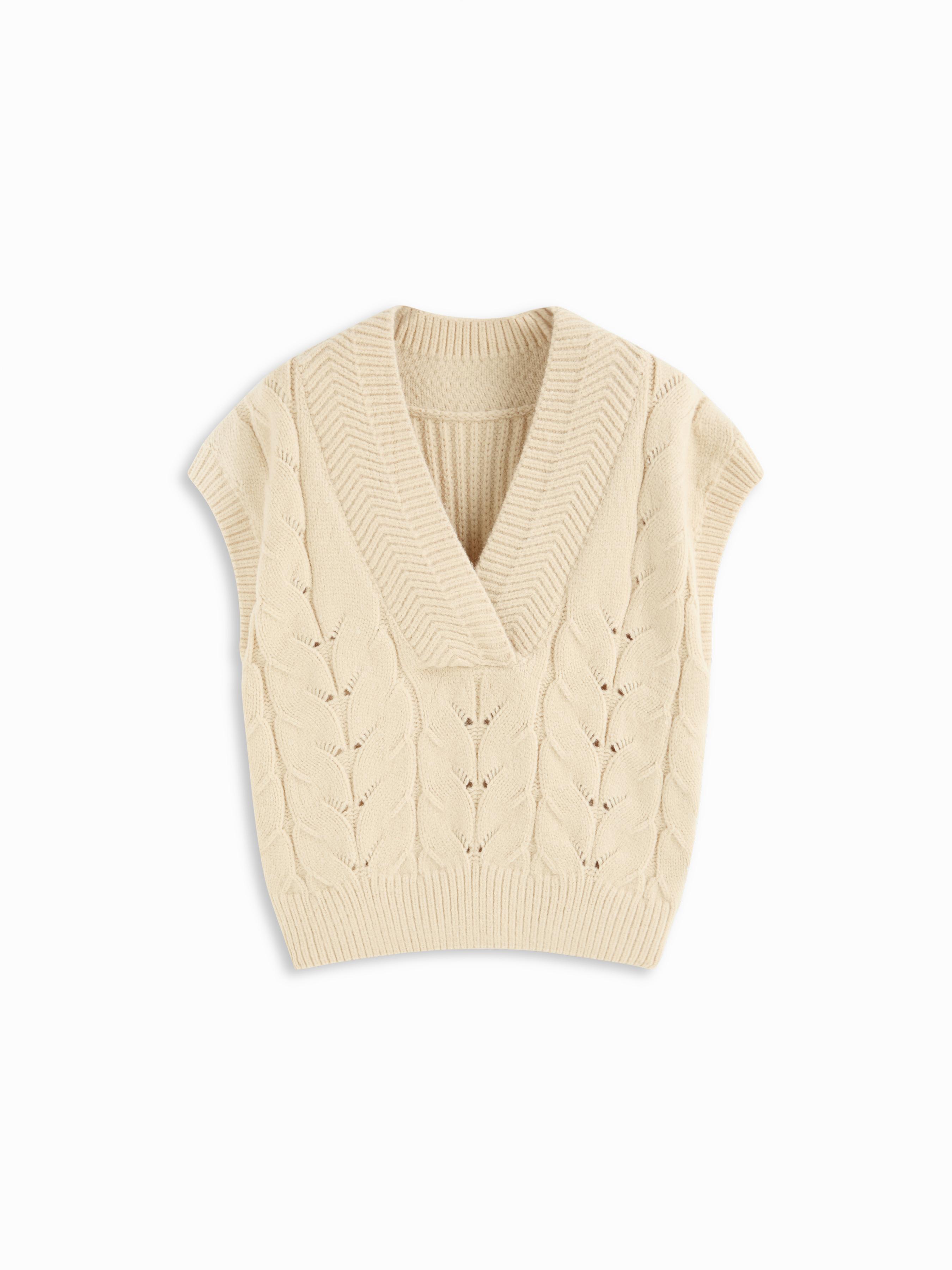 Knit V-neck Solid Sweater Vest by CIDER
