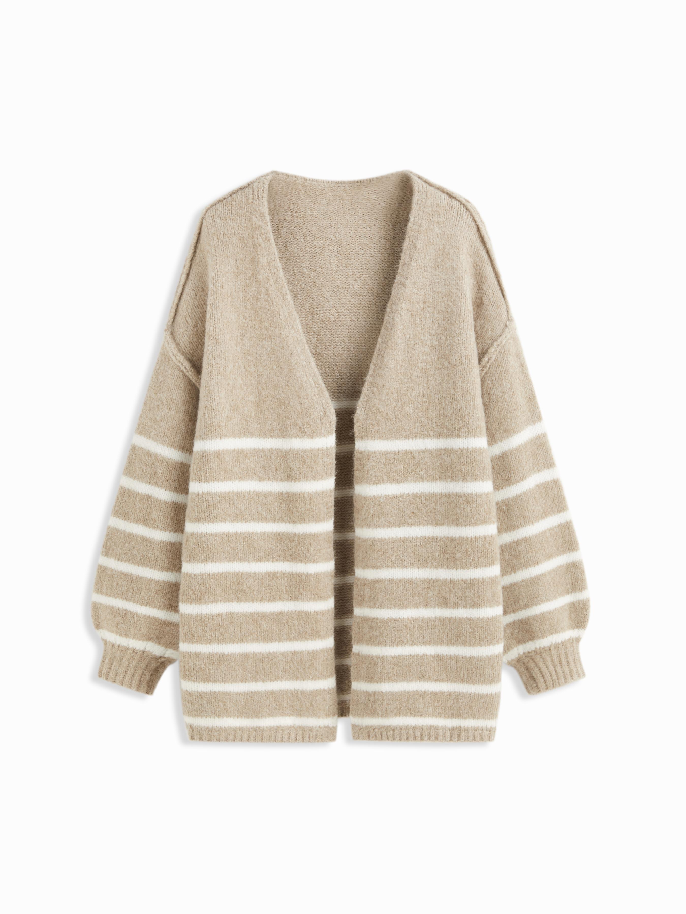Knit V-neck Striped Oversized Cardigan by CIDER