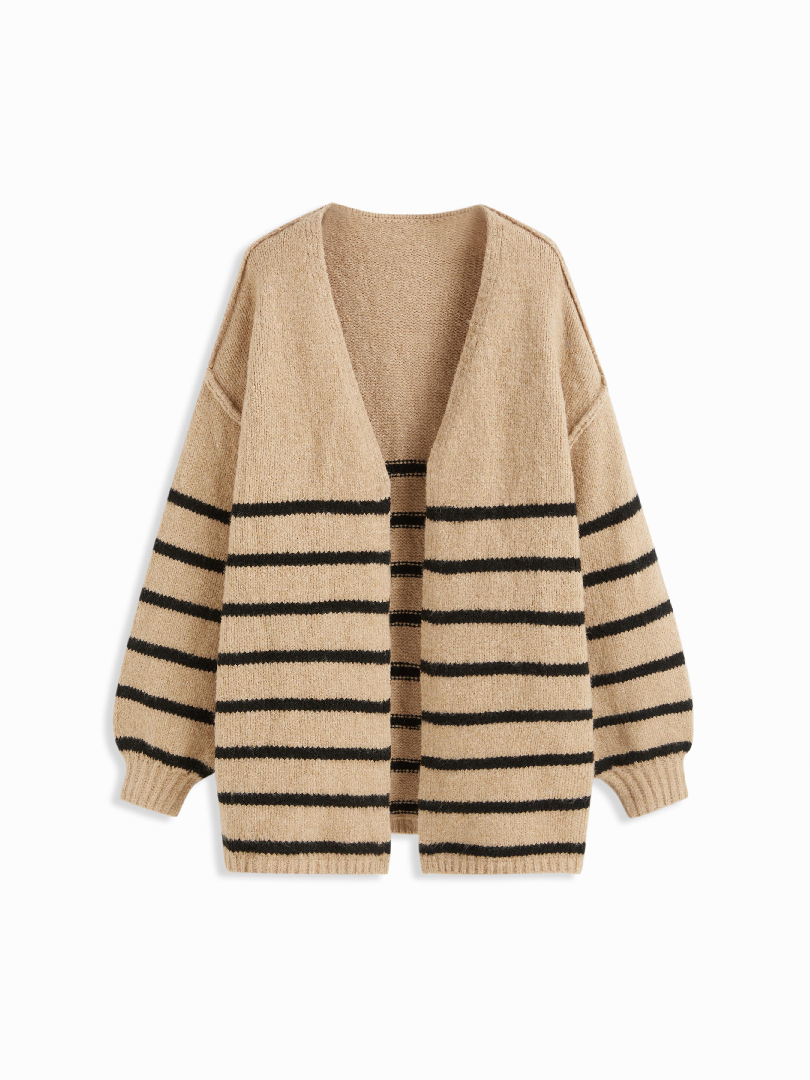 Knit V-neck Striped Oversized Cardigan by CIDER