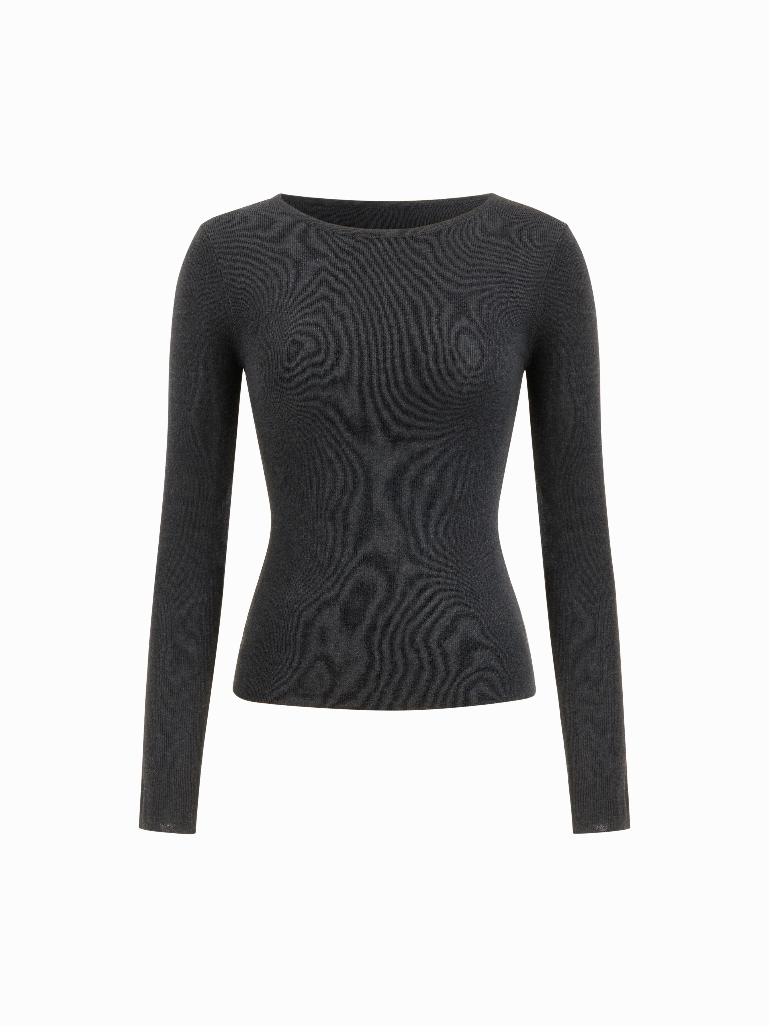 Knit Wool Round Neckline Long Sleeve Top by CIDER