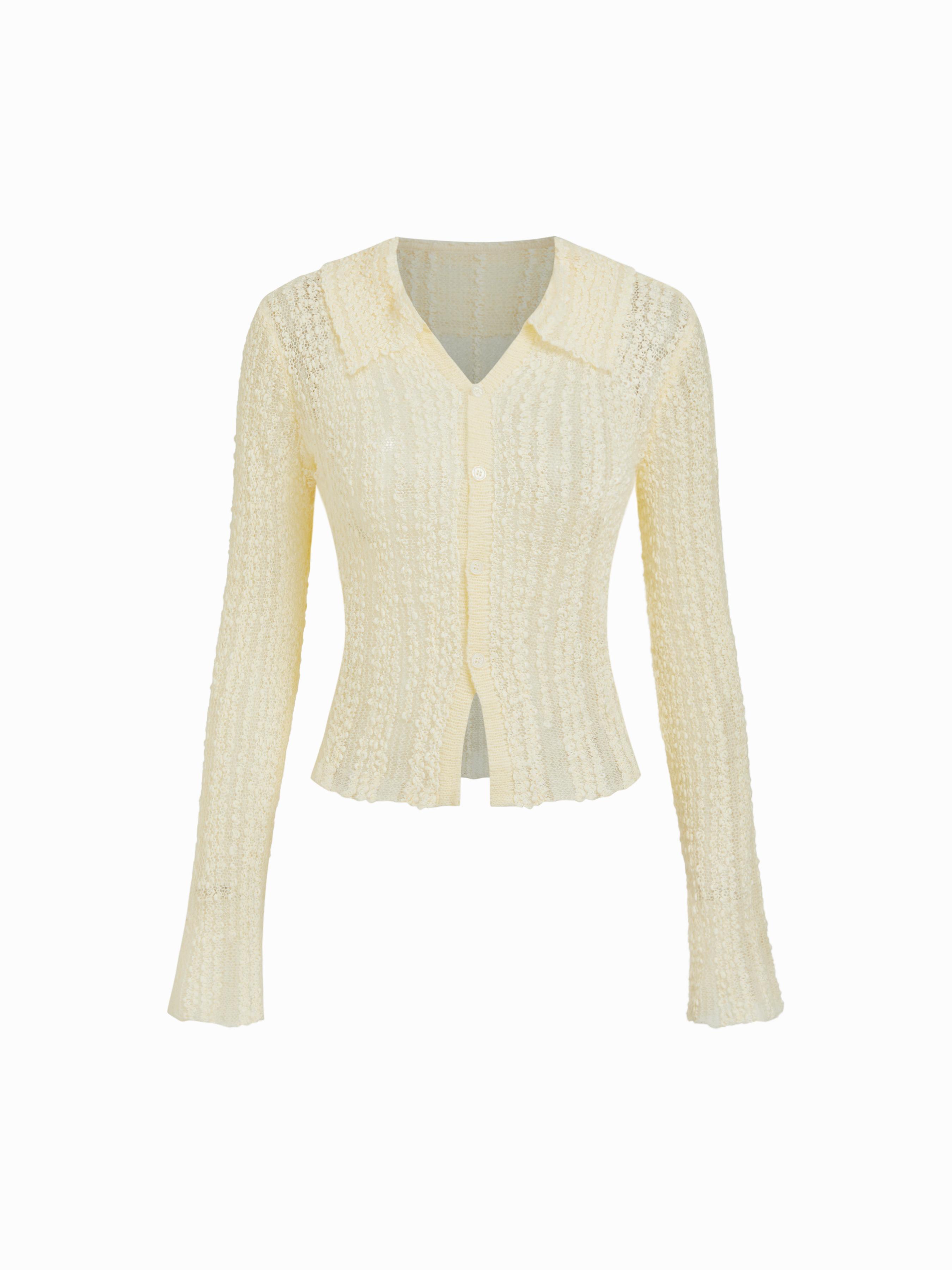 Knit Wool-blend Collar See-through Top by CIDER