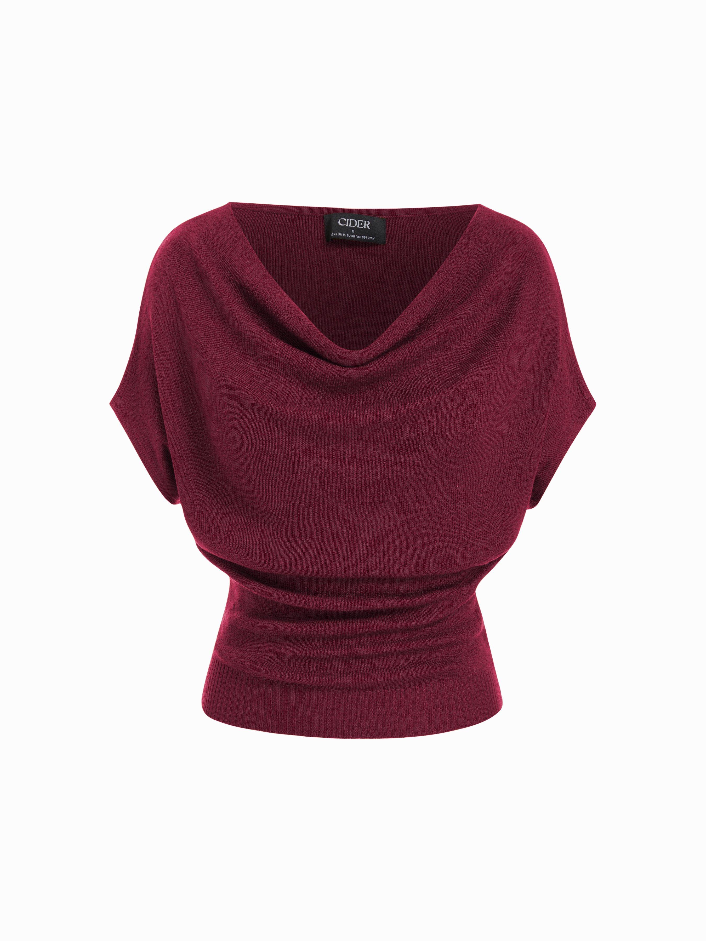 Knit Wool-blend Cowl Neck Draped Ruched Top by CIDER