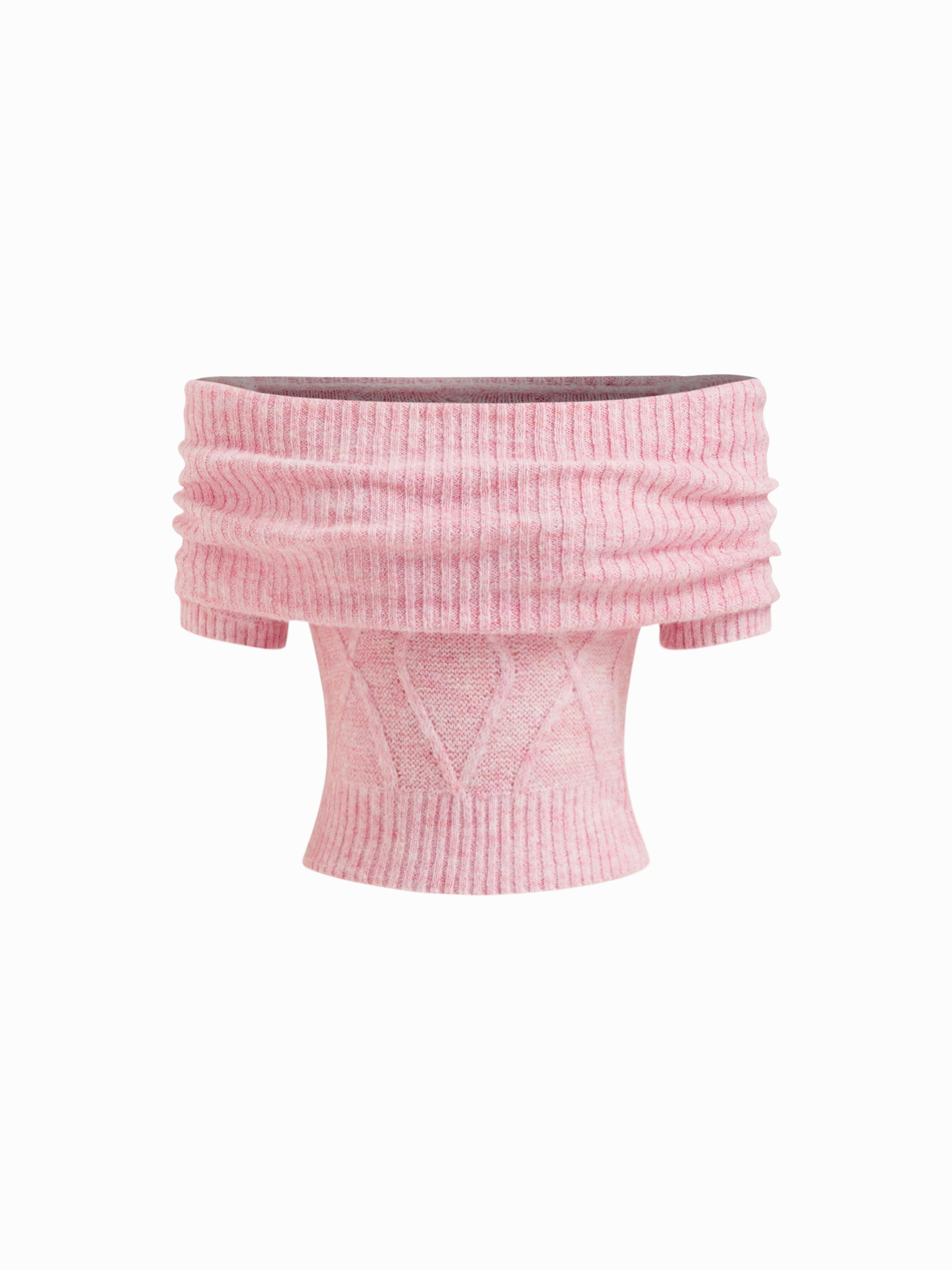 Knit Wool-blend Off-shoulder Short Sleeve Top by CIDER