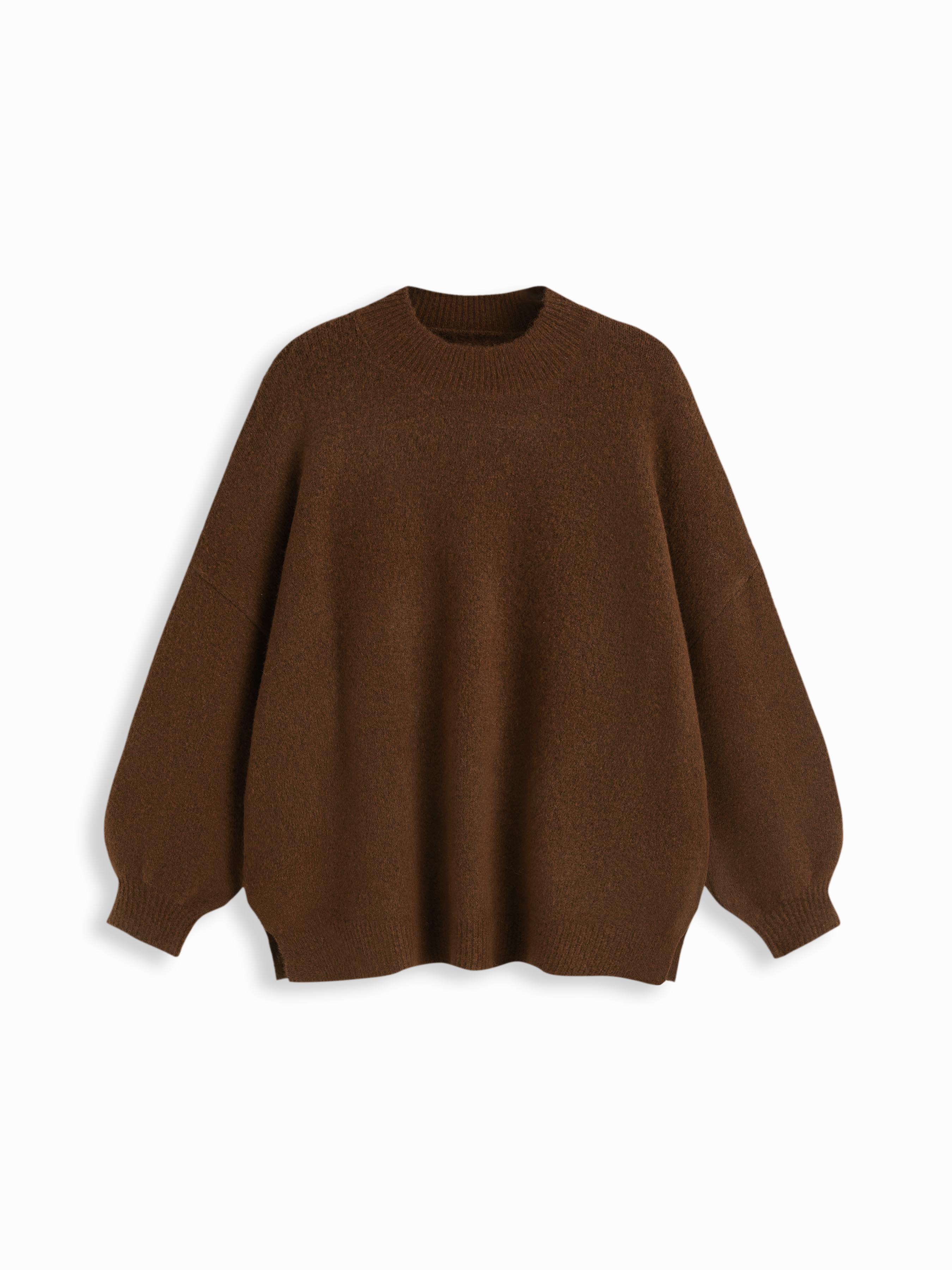 Knit Wool-blend Split Oversized Long Sleeve Top by CIDER