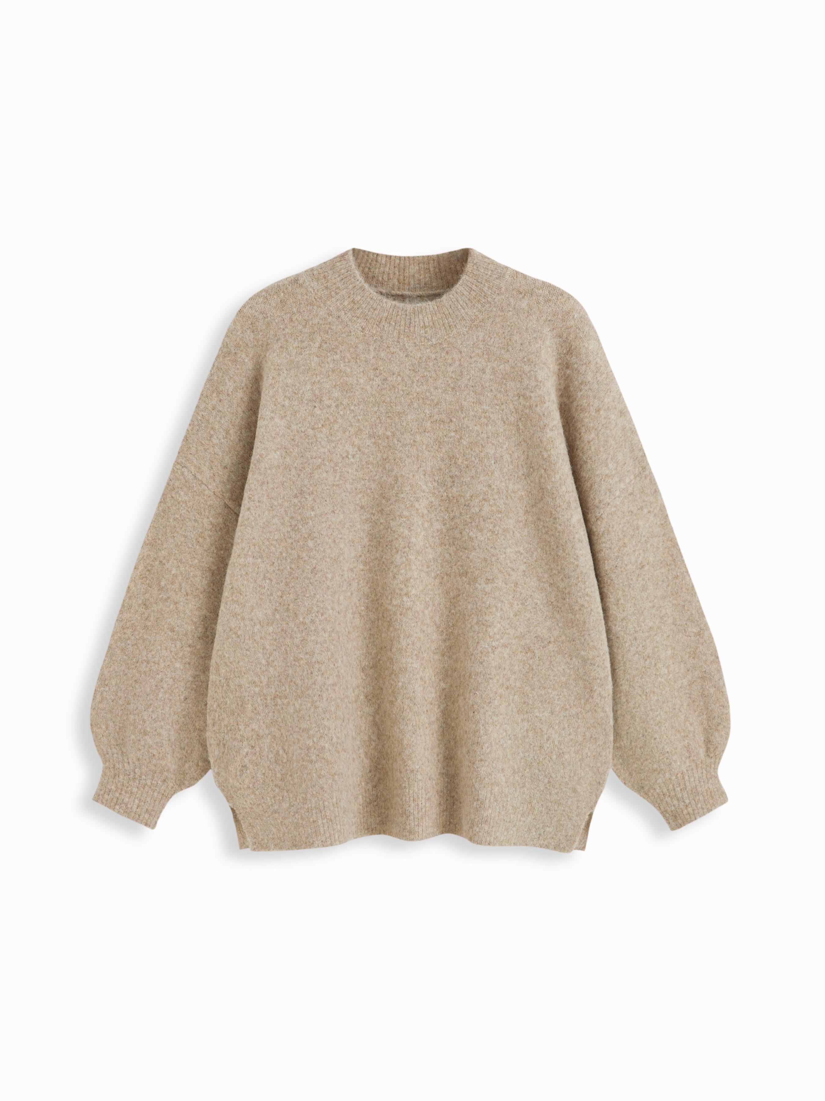 Knit Wool-blend Split Oversized Long Sleeve Top by CIDER