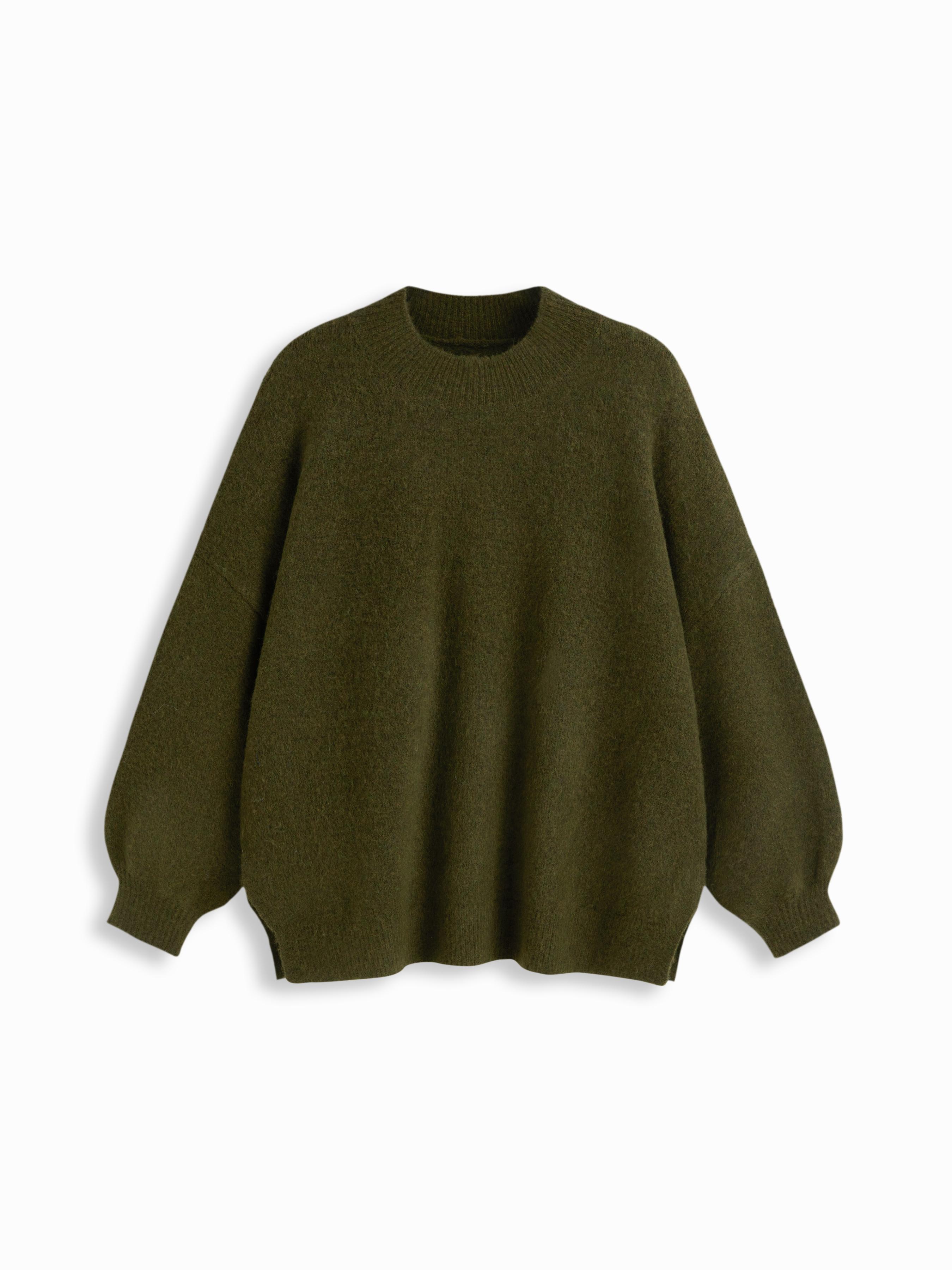 Knit Wool-blend Split Oversized Long Sleeve Top by CIDER