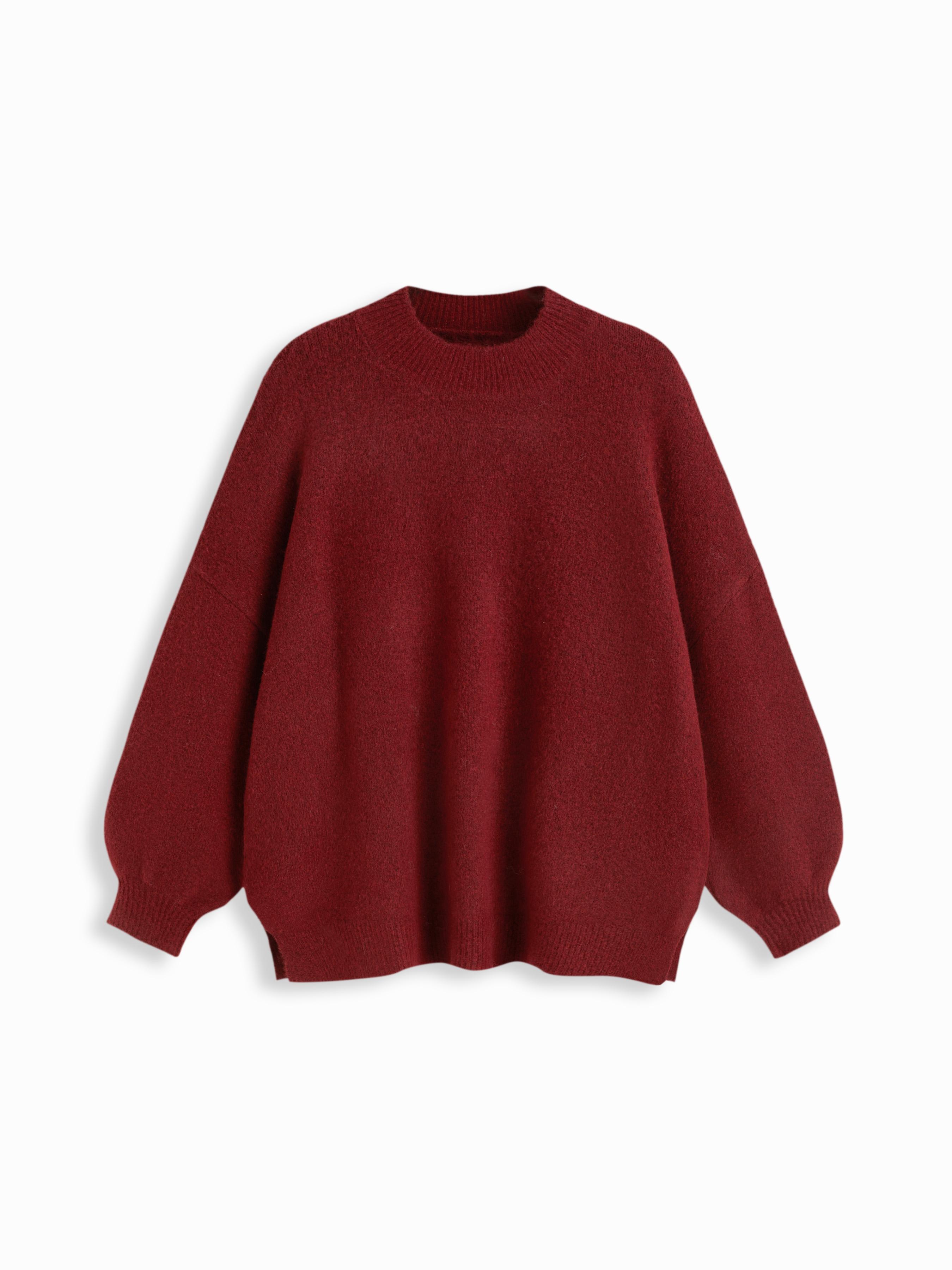 Knit Wool-blend Split Oversized Long Sleeve Top by CIDER