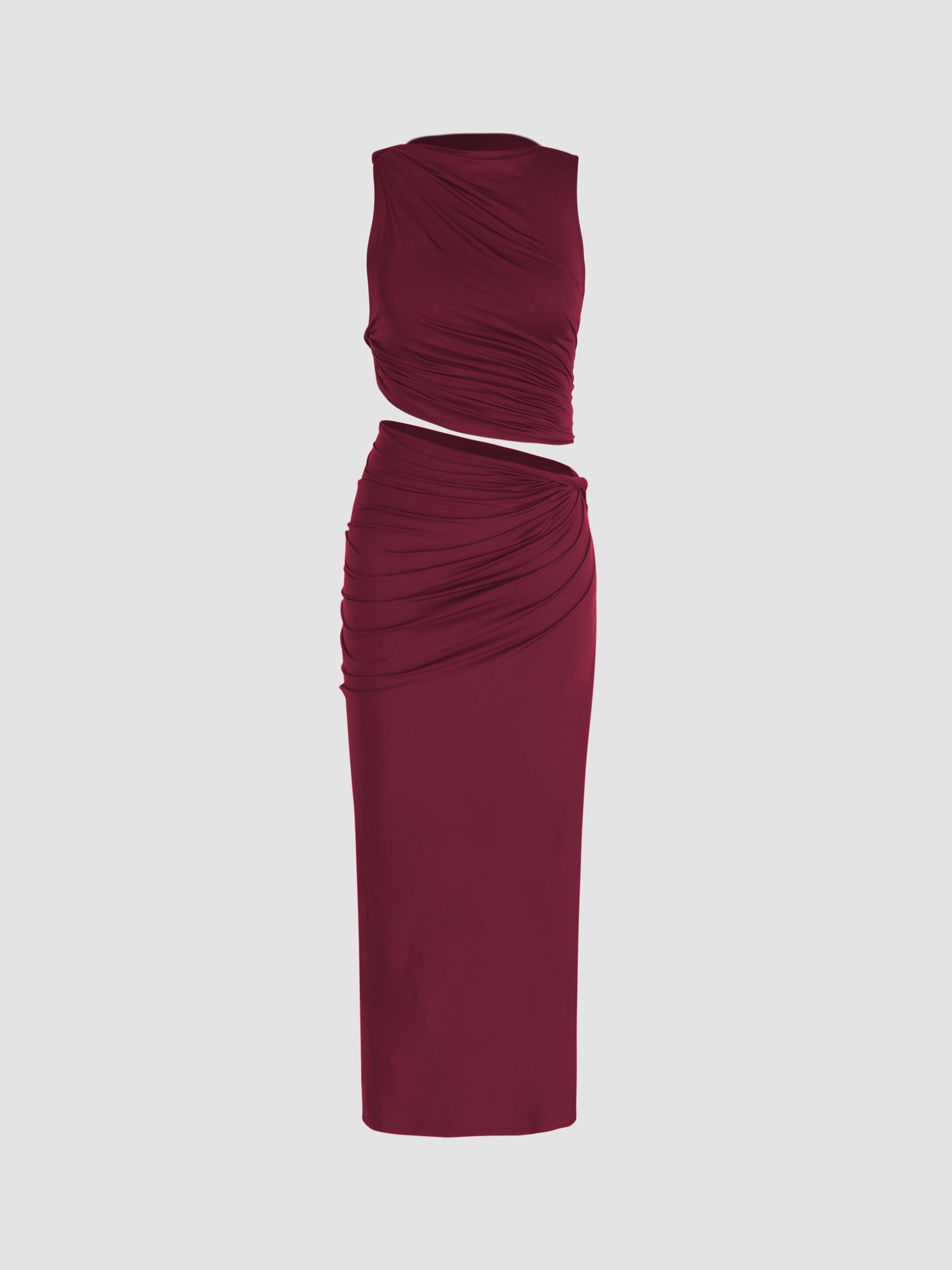 Knotted Ruched Crop Tank Top & Maxi Skirt Set by CIDER