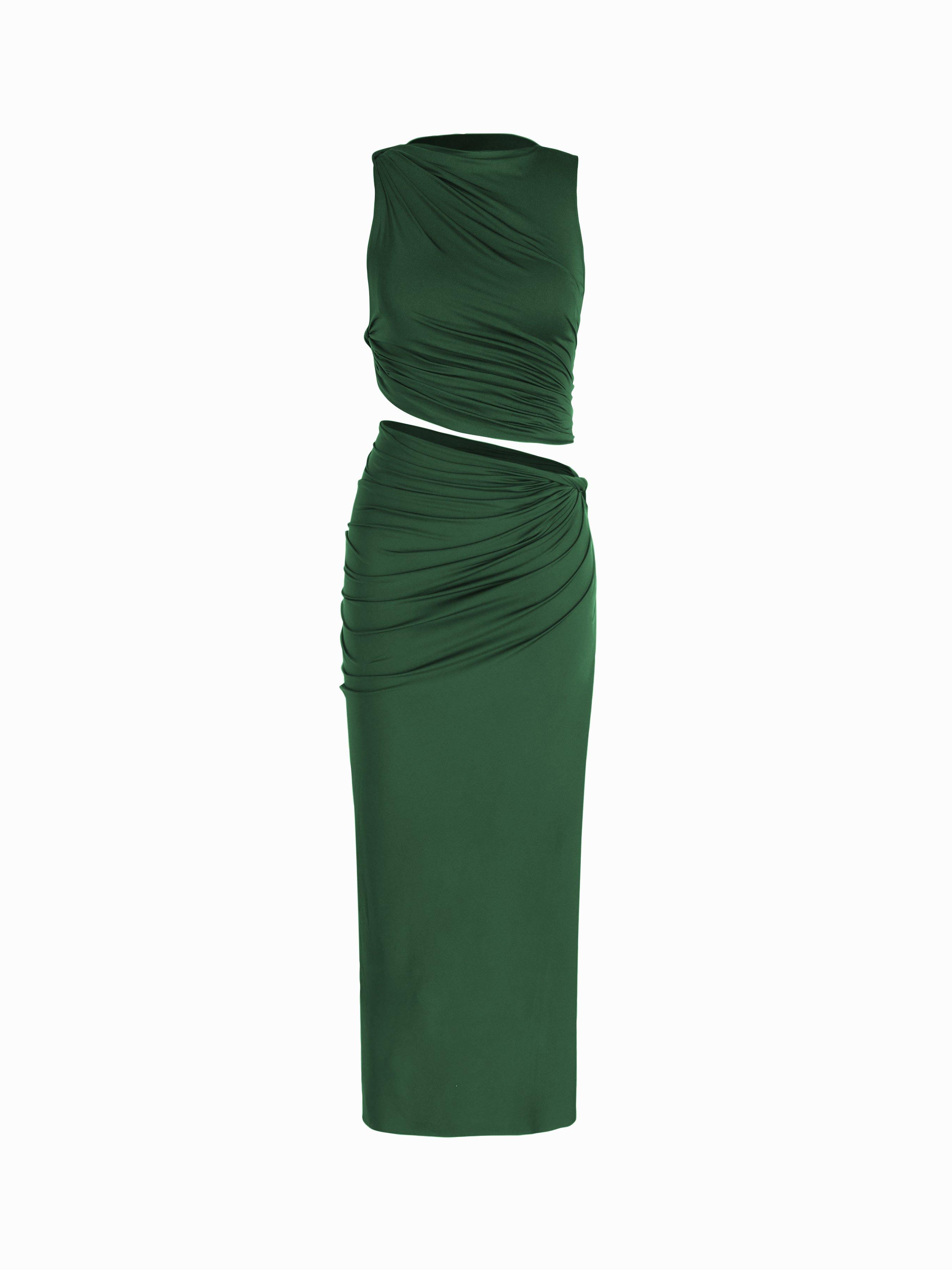 Knotted Ruched Crop Tank Top & Maxi Skirt Set by CIDER