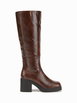 Kunstleder-Kniestiefel mit eckiger Spitze und Blockabsatz by CIDER