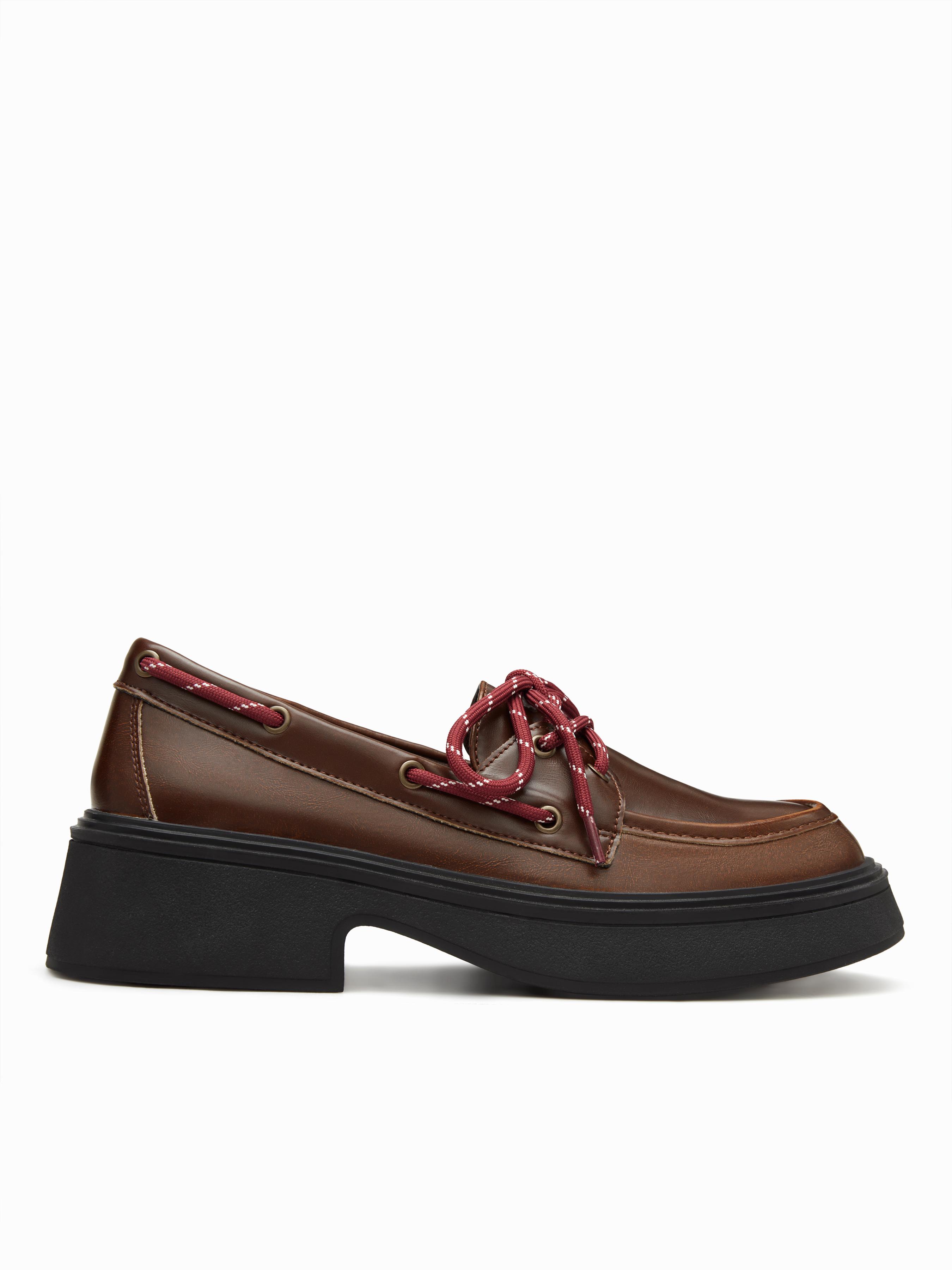 LACE-UP CHUNKY HEELED LOAFERS by CIDER