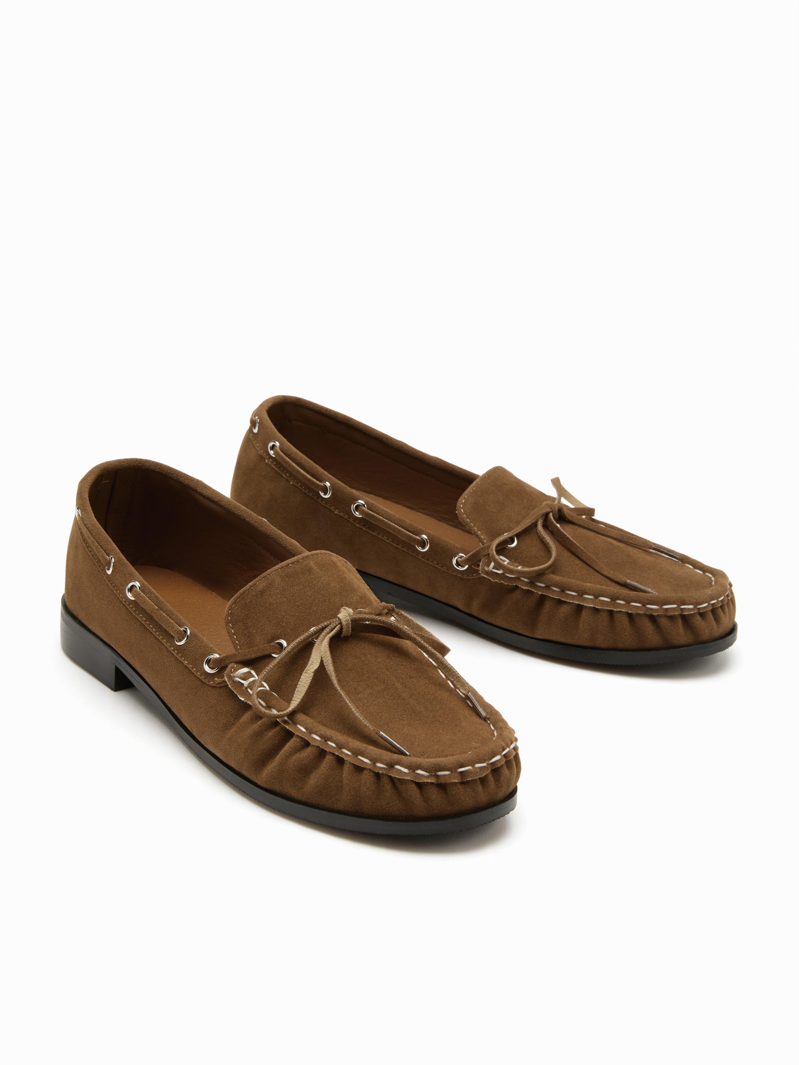 LACE-UP FAUX SUEDE LOAFERS by CIDER