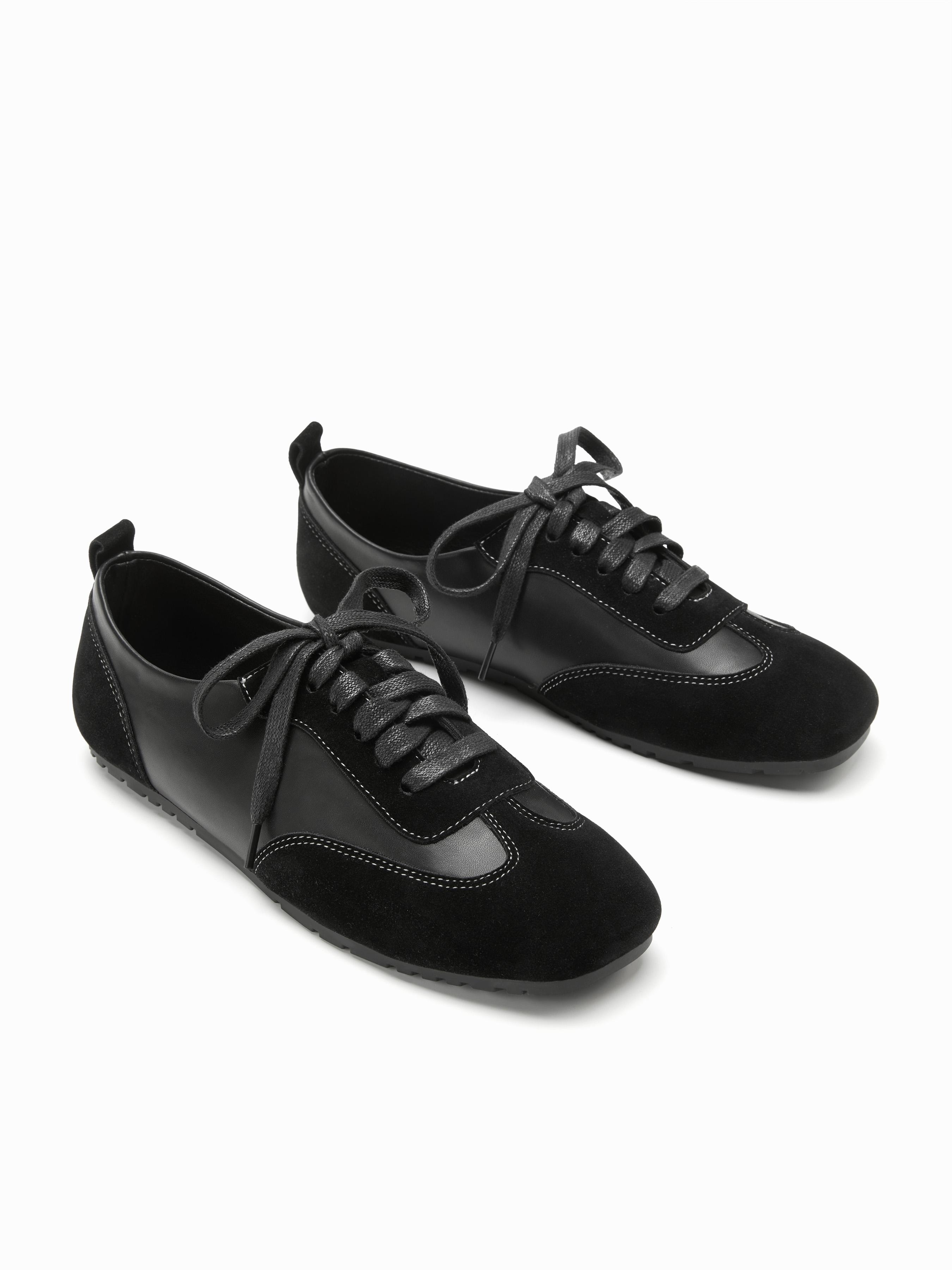 LACE-UP FAUX SUEDE & FAUX LEATHER SNEAKERS by CIDER