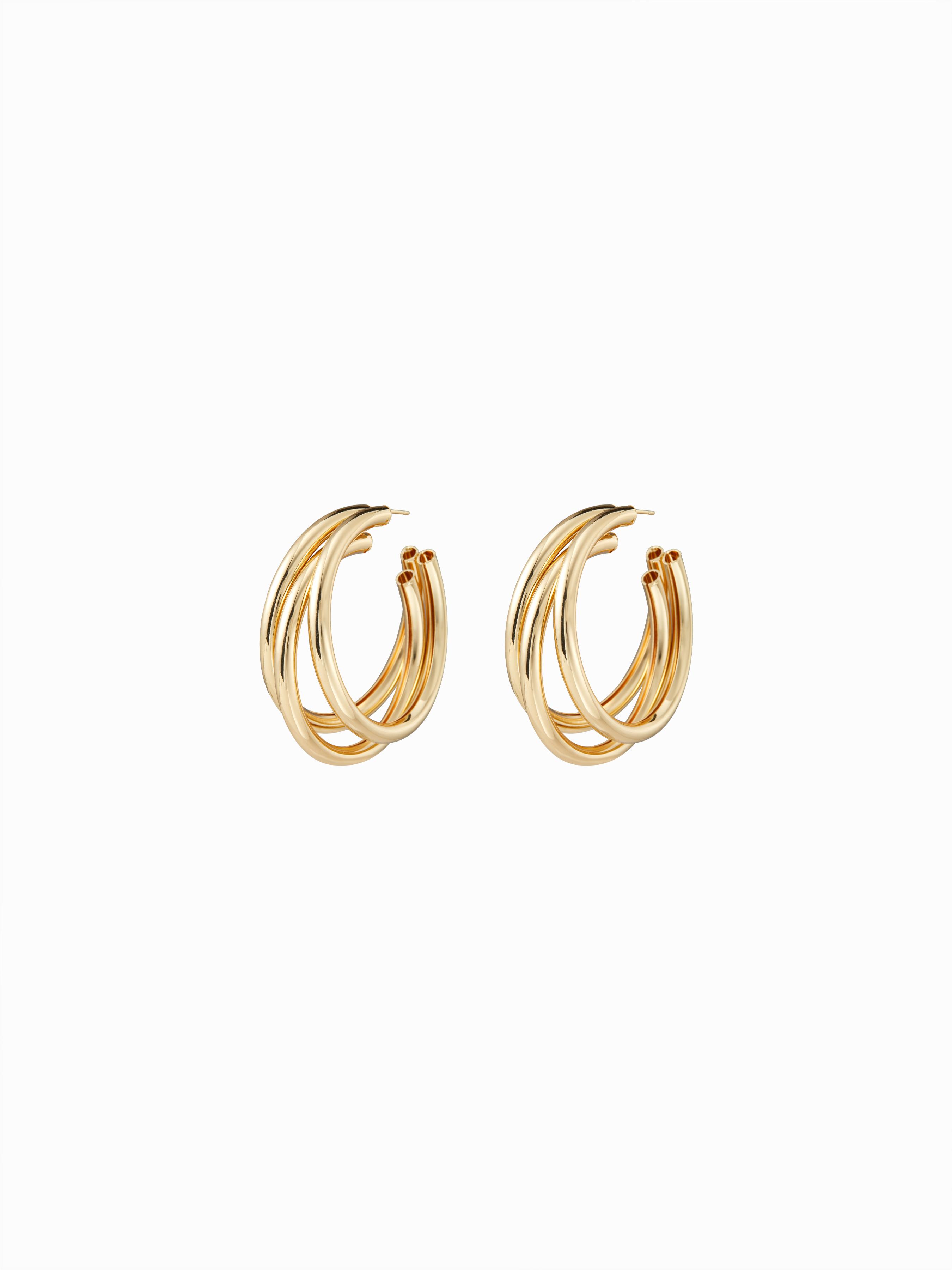 LAYERED C-SHAPED HOOP EARRINGS by CIDER