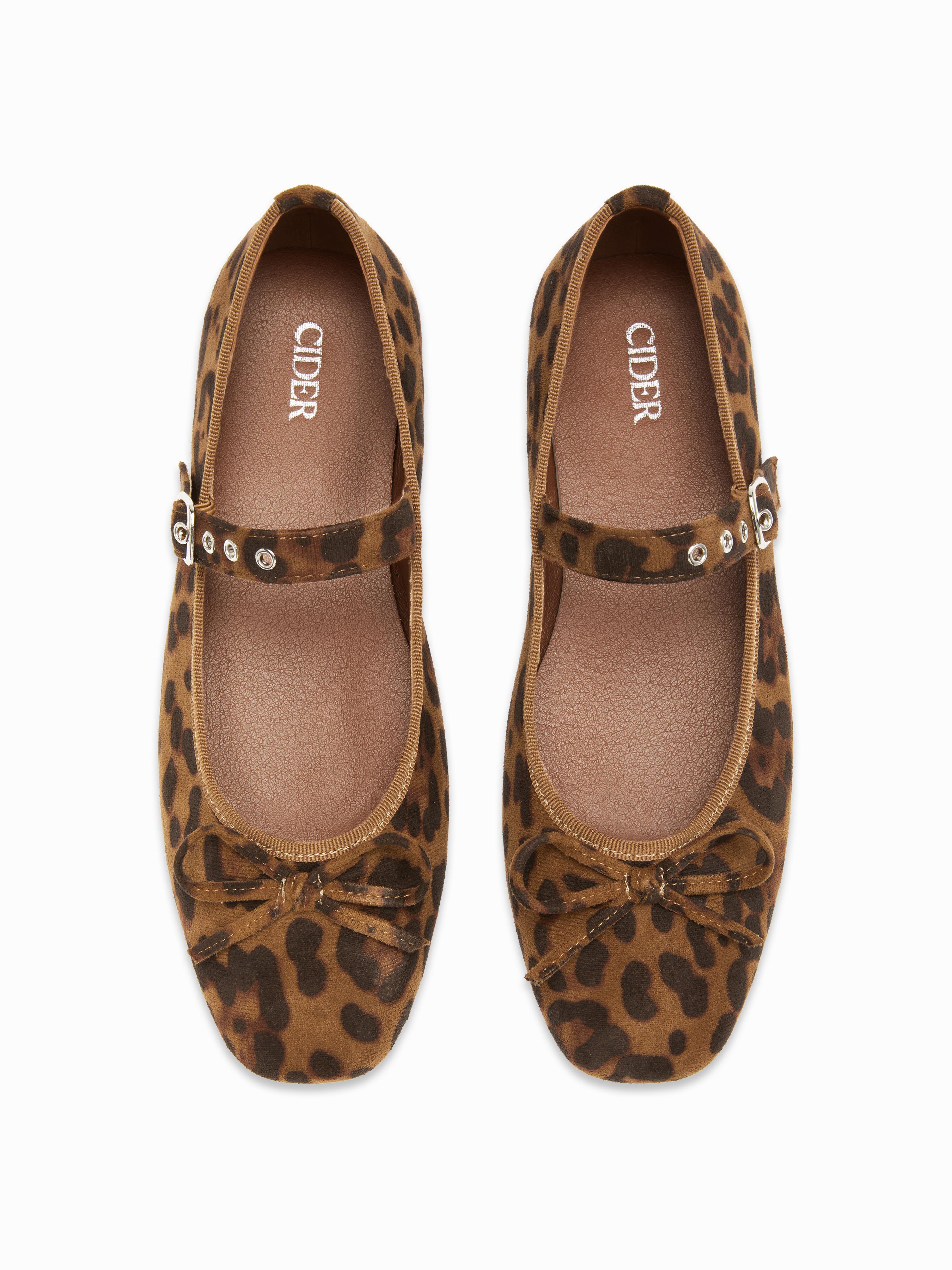 LEOPARD PRINT BOWKNOT DECOR MARY JANE SHOES by CIDER