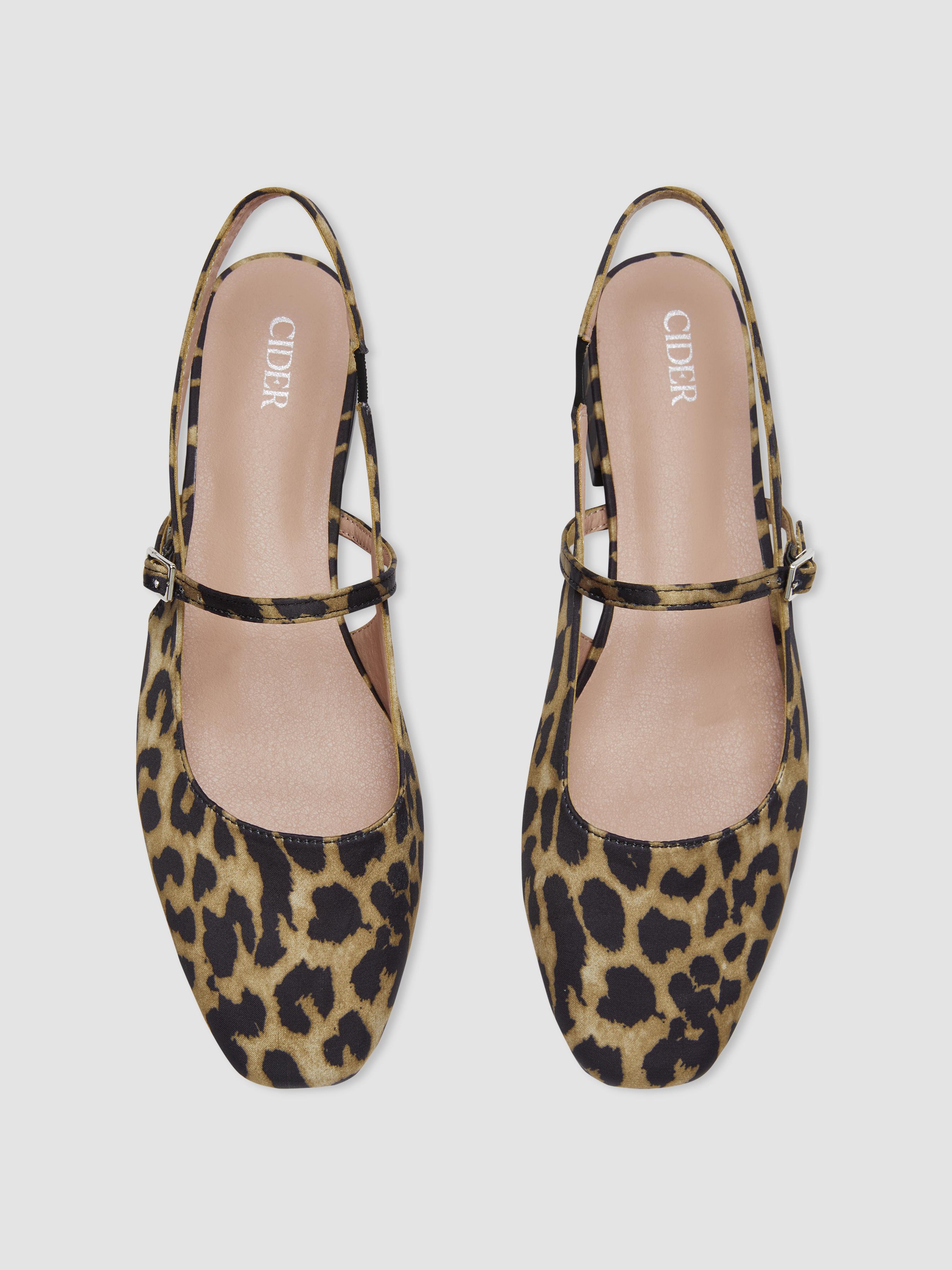 LEOPARD PRINT BUCKLE SLINGBACK FLATS by CIDER