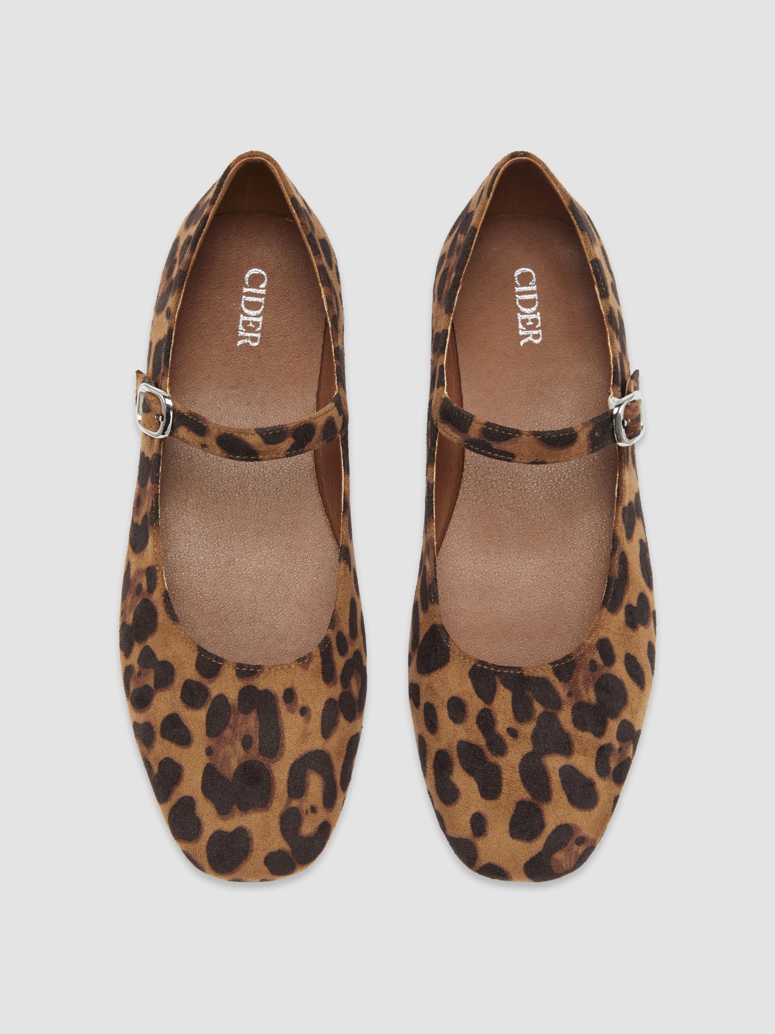 LEOPARD PRINT FAUX SUEDE MARY JANE FLATS by CIDER