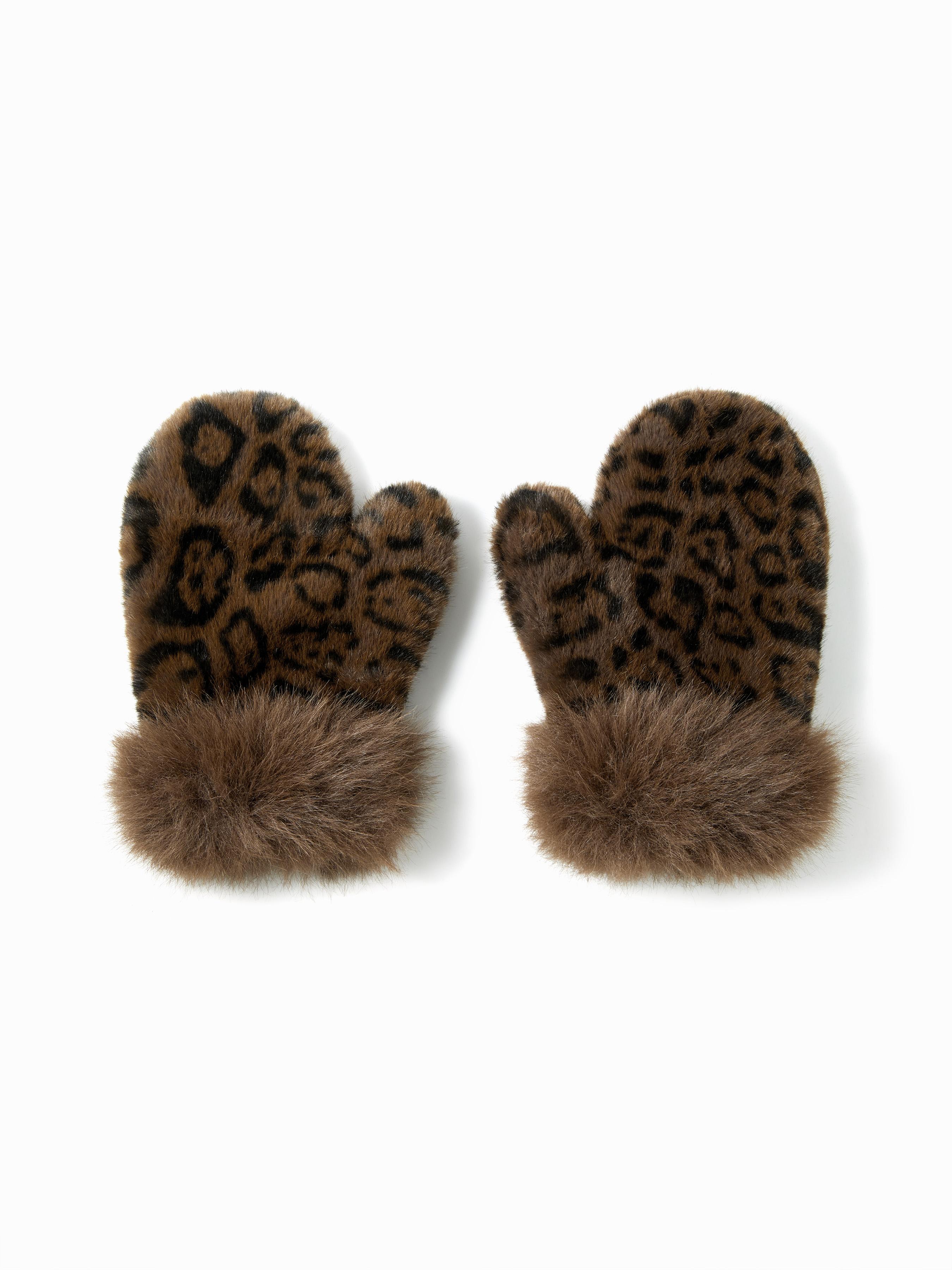 LEOPARD PRINT FUZZY GLOVES by CIDER