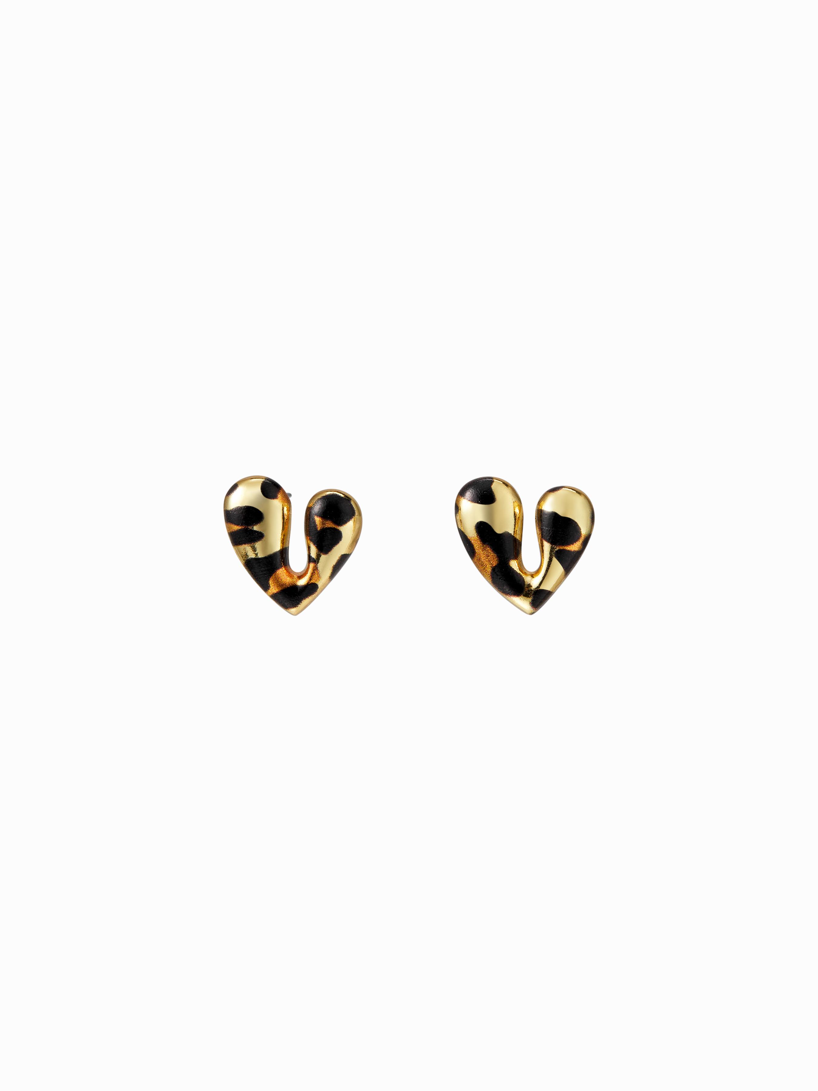 LEOPARD PRINT HEART STUD EARRINGS by CIDER