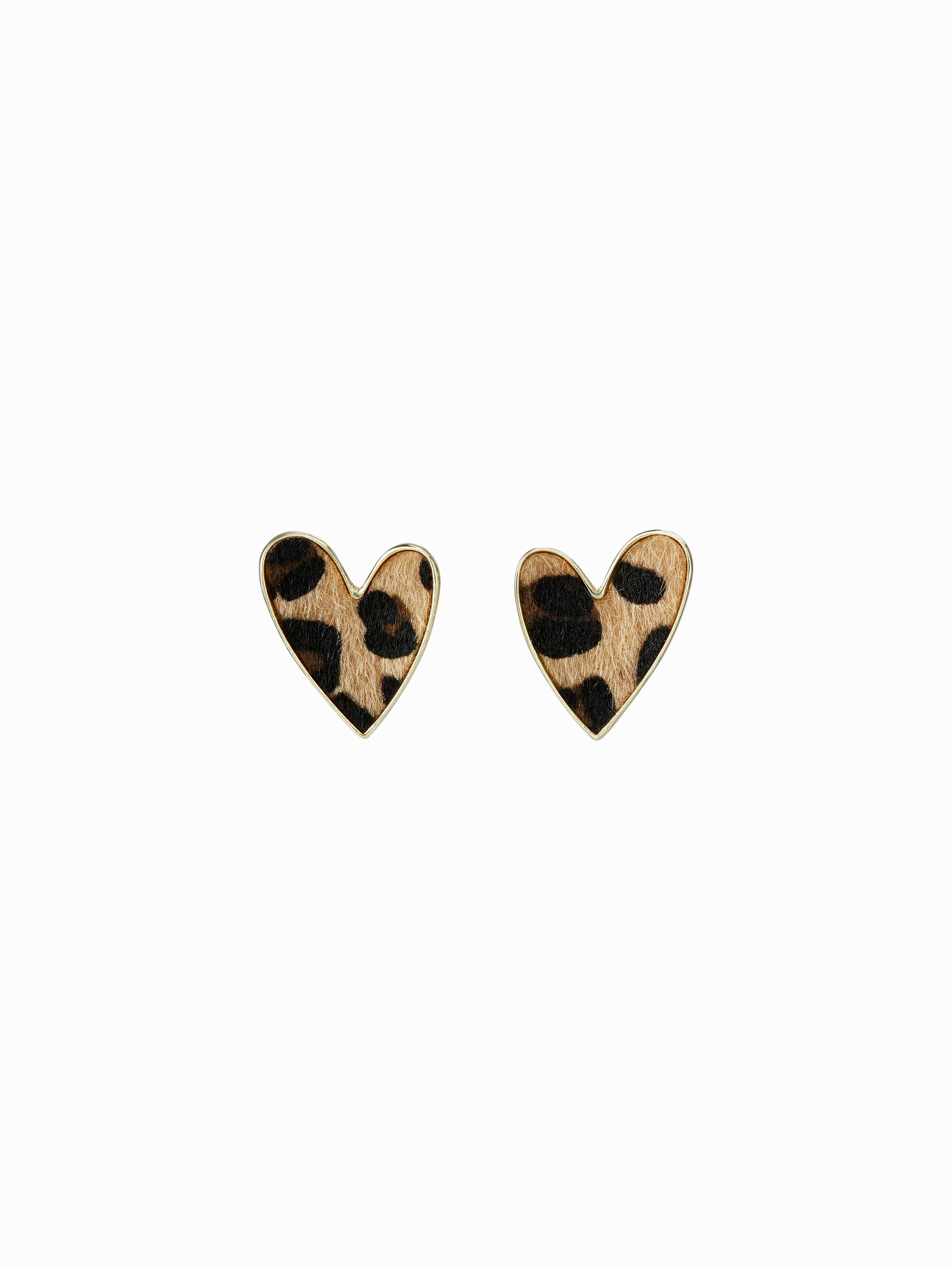 LEOPARD PRINT HEART STUD EARRINGS by CIDER