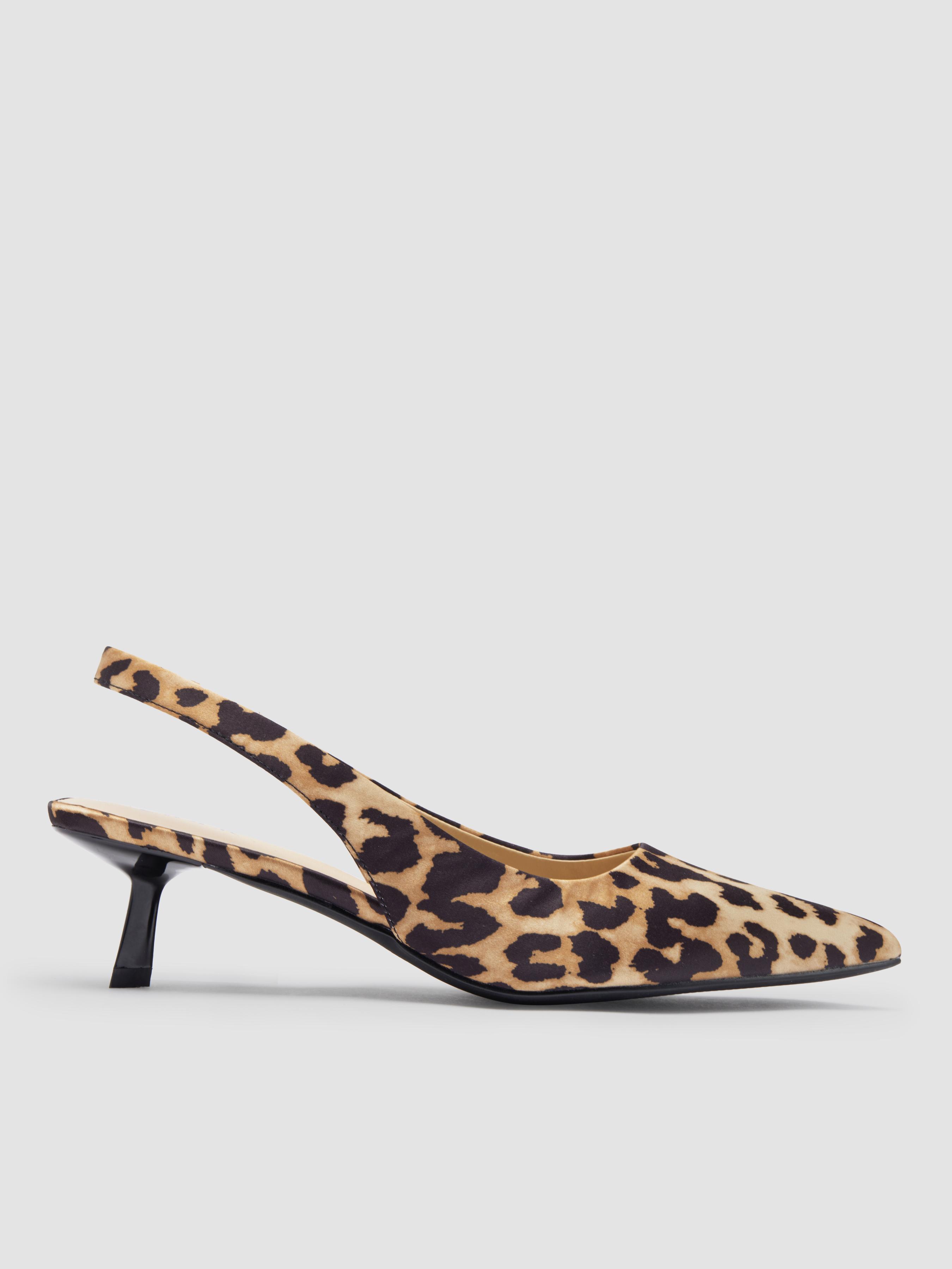 LEOPARD PRINT SLINGBACK KITTEN HEELS by CIDER