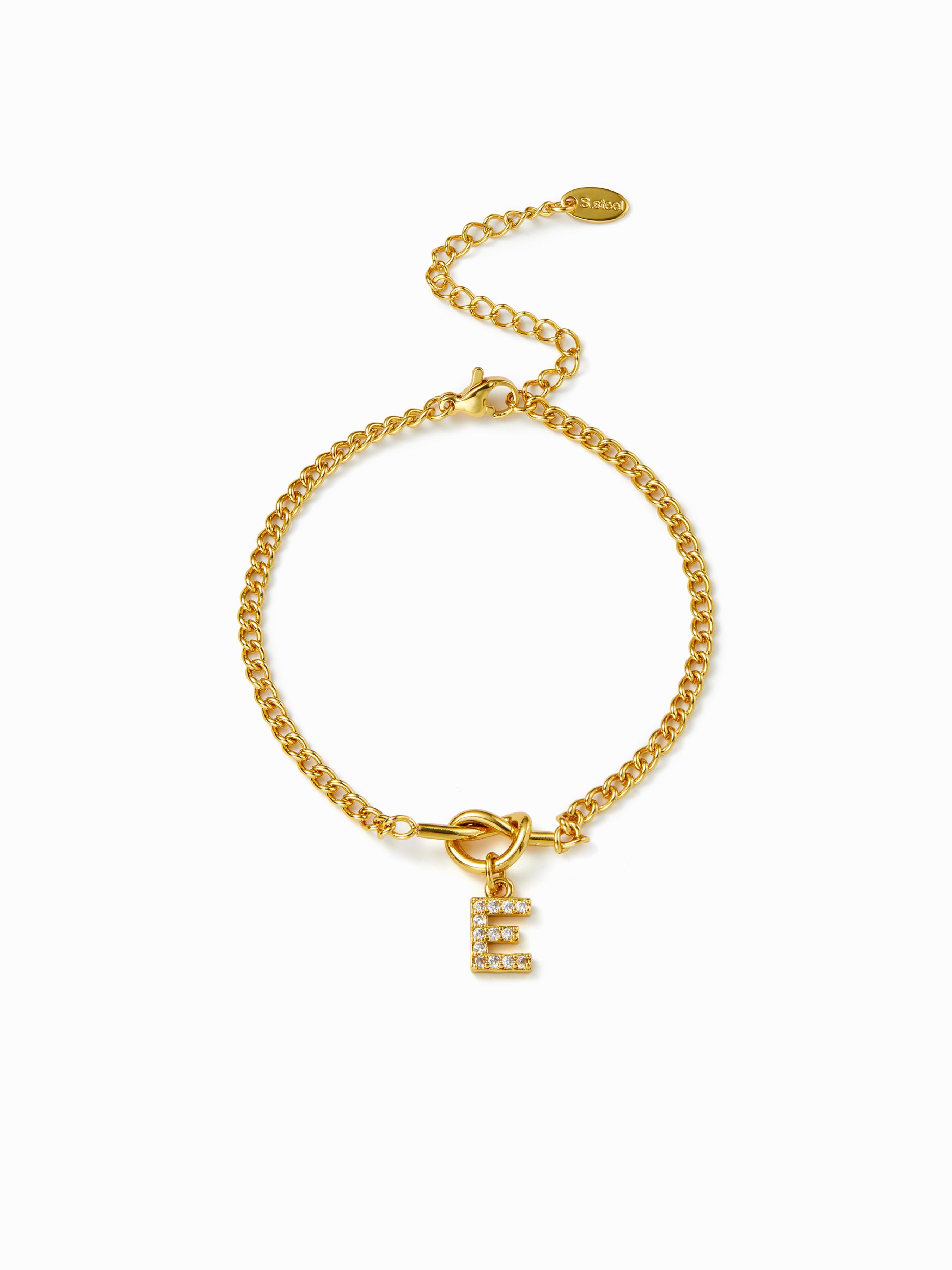 LETTER RHINESTONE PENDANT CHAIN BRACELET by CIDER