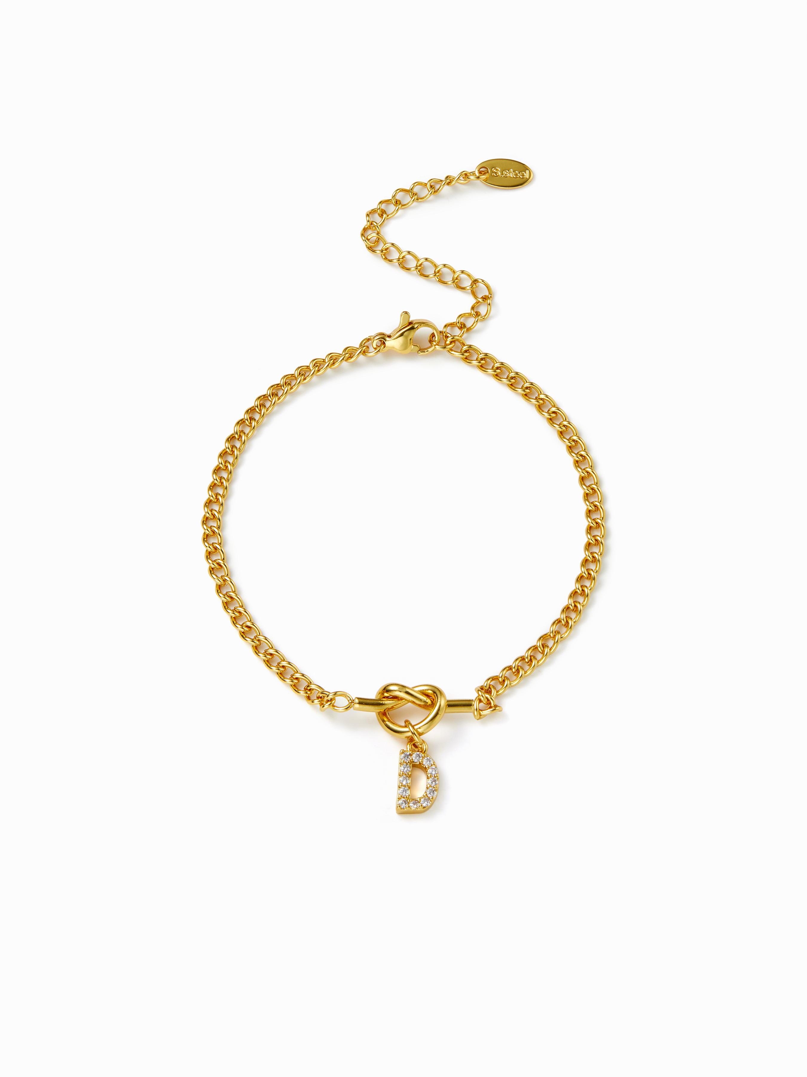 LETTER RHINESTONE PENDANT CHAIN BRACELET by CIDER