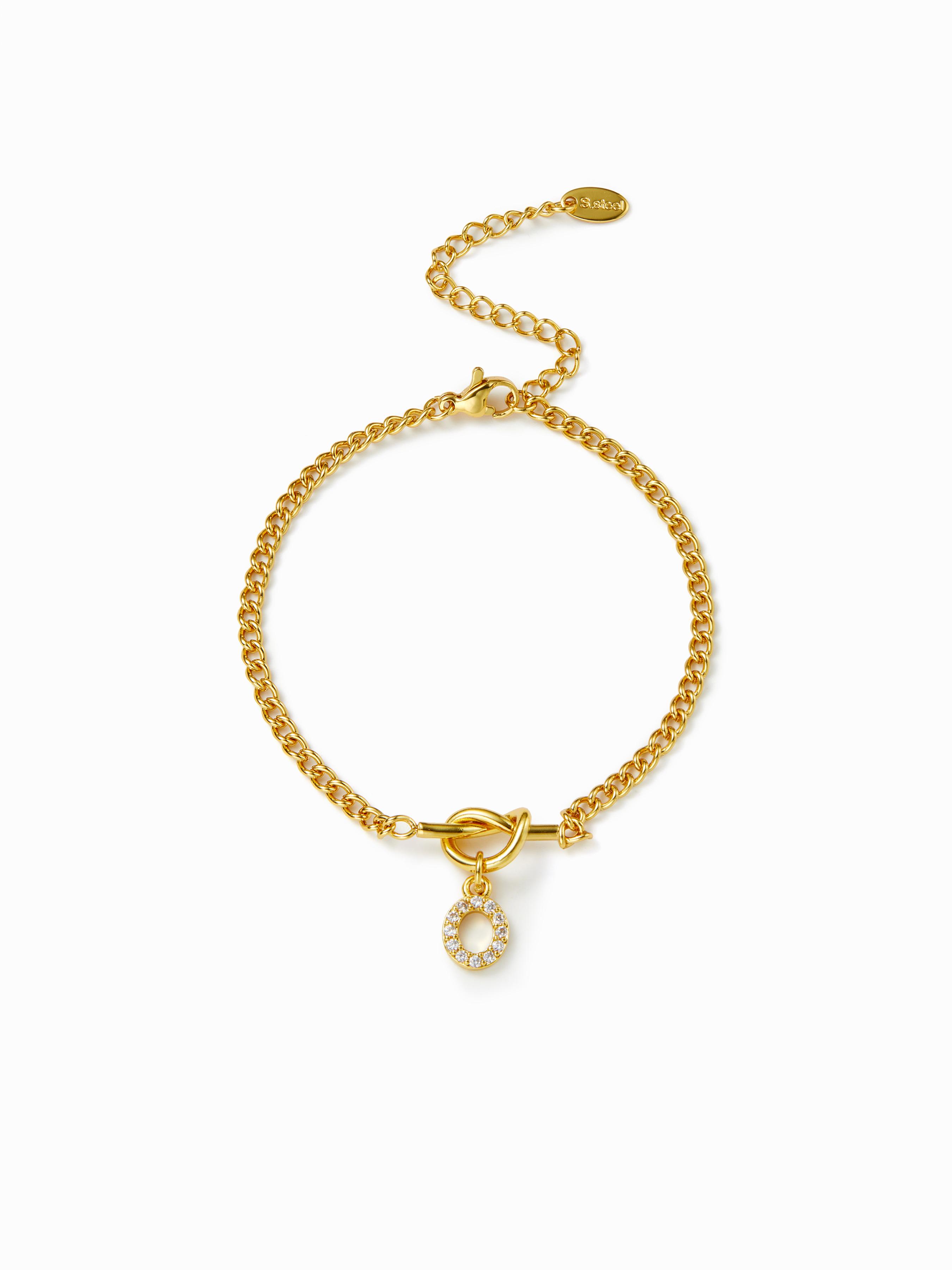 LETTER RHINESTONE PENDANT CHAIN BRACELET by CIDER
