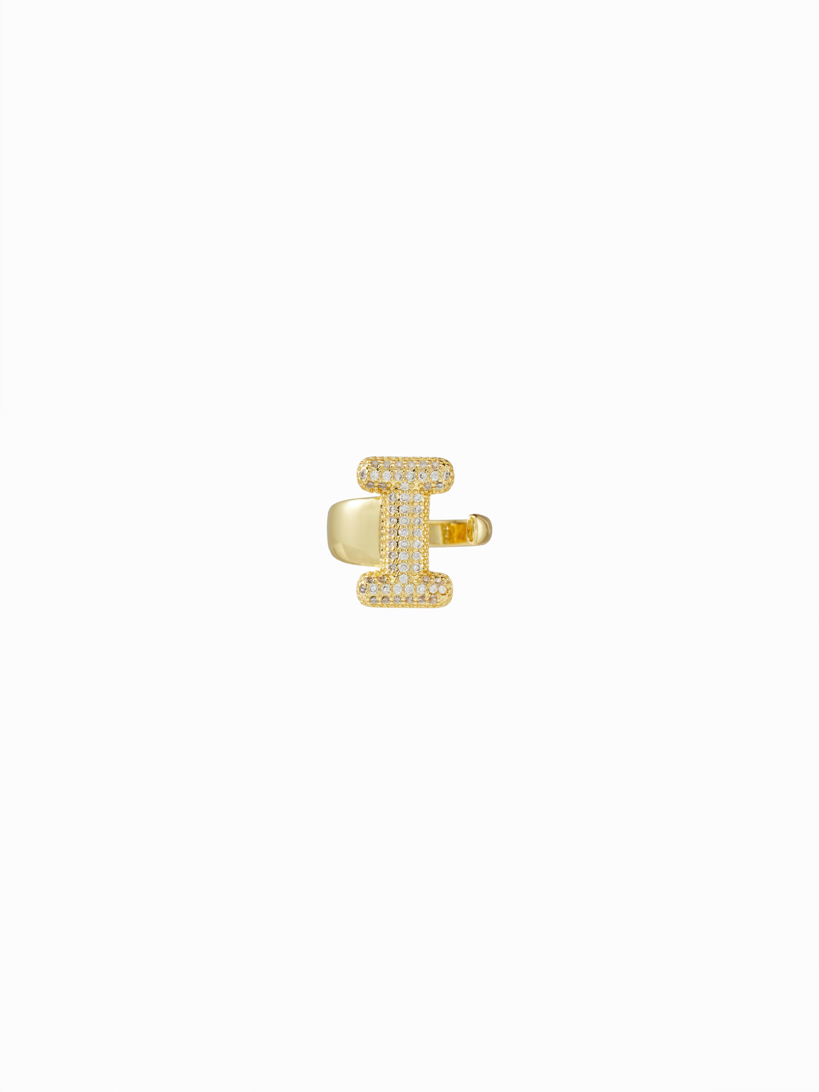 LETTER ZIRCON OPEN RING by CIDER