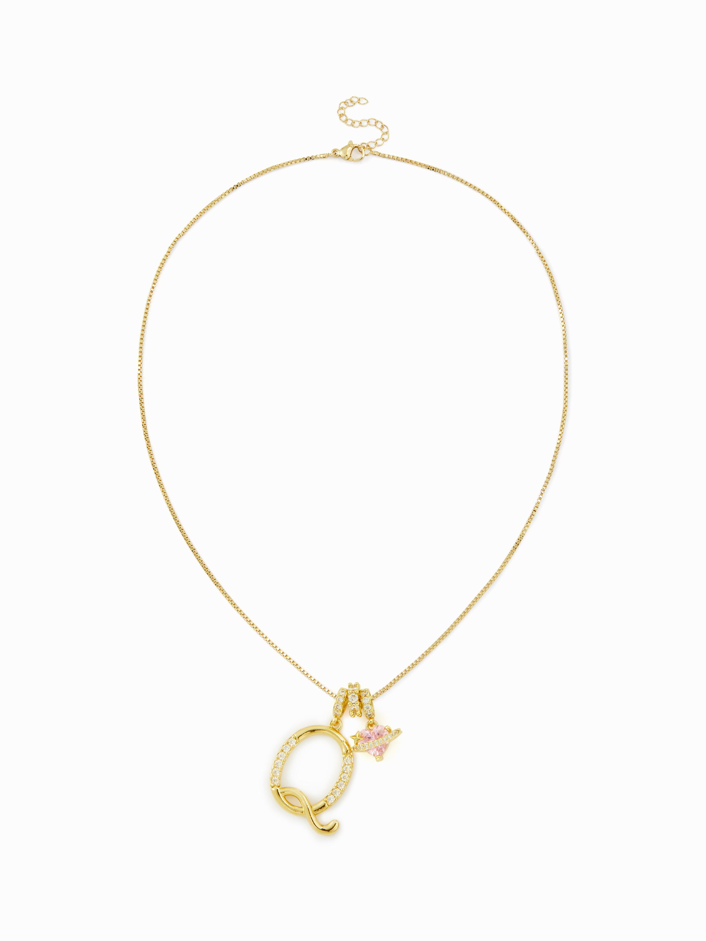 LETTER & HEART ZIRCON PENDANT NECKLACE by CIDER