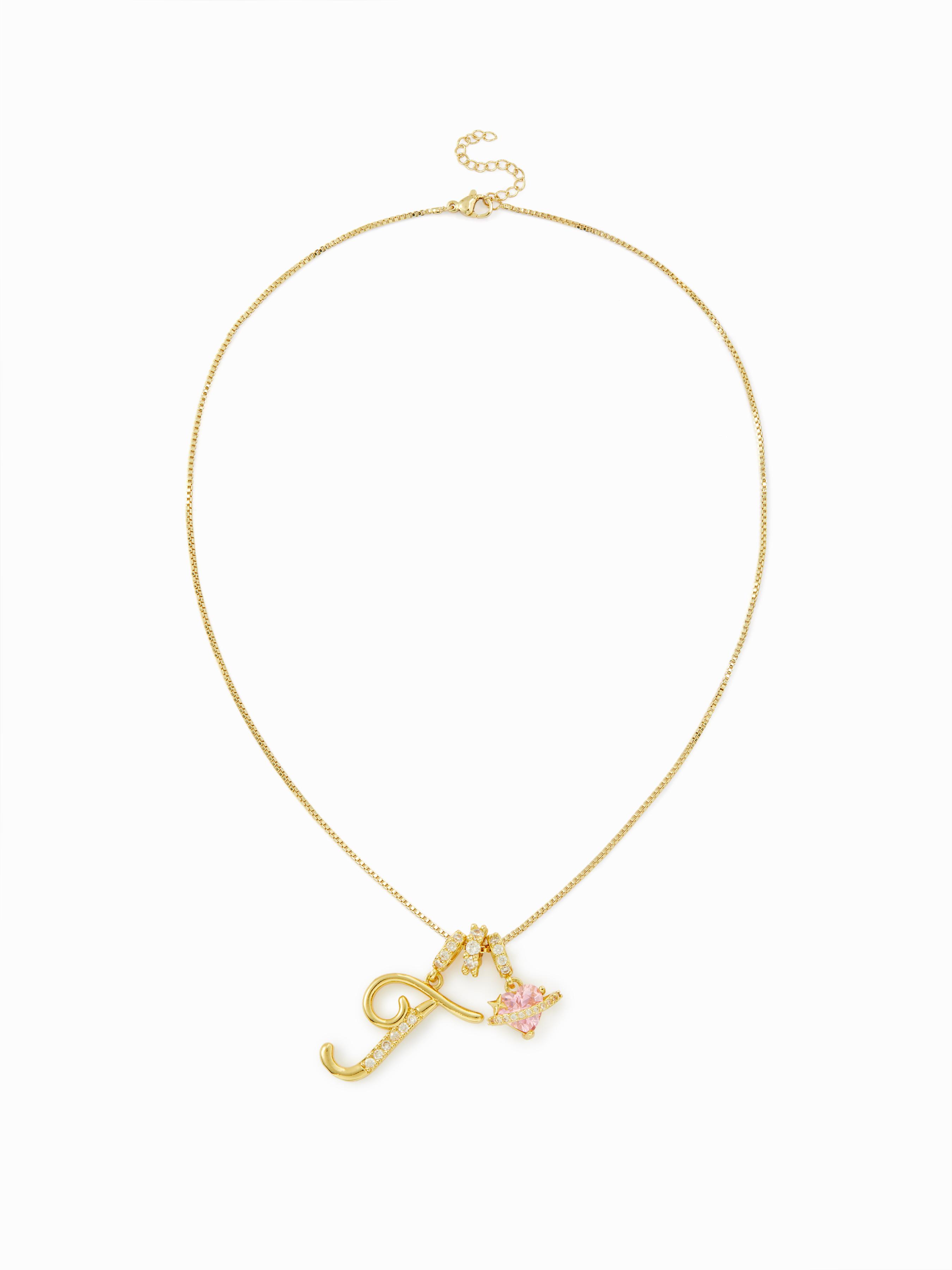 LETTER & HEART ZIRCON PENDANT NECKLACE by CIDER