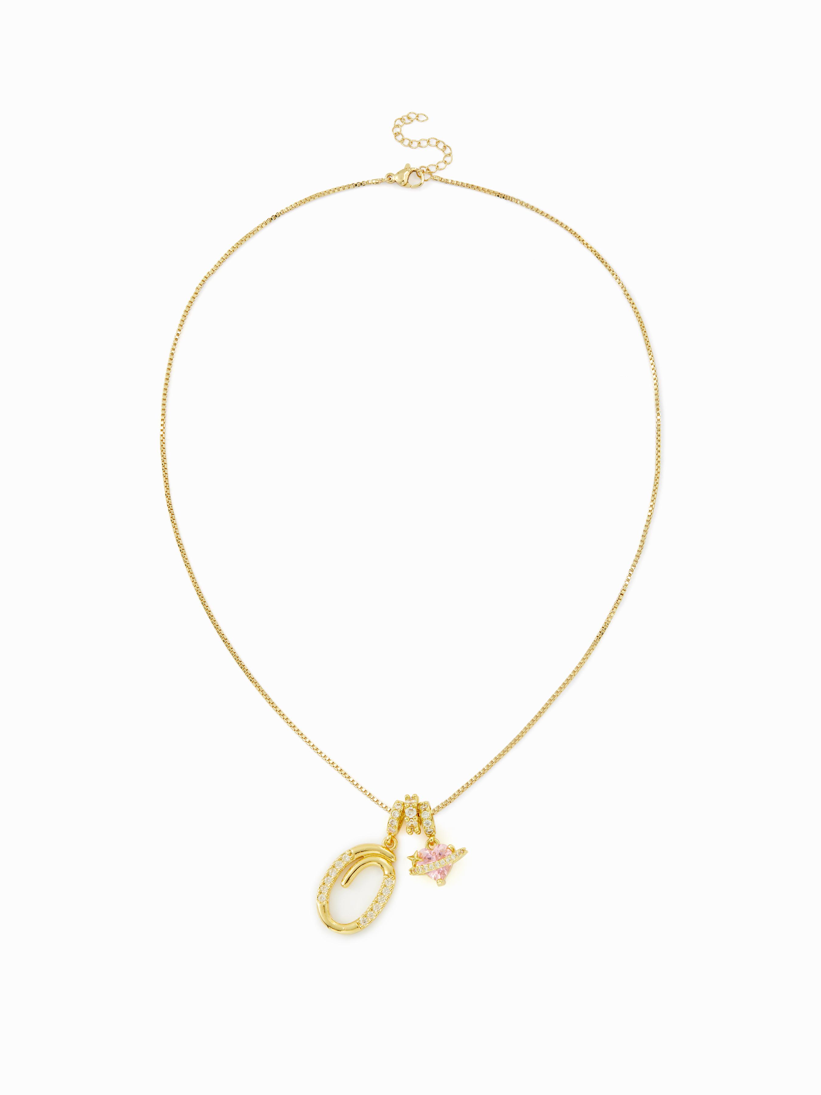 LETTER & HEART ZIRCON PENDANT NECKLACE by CIDER