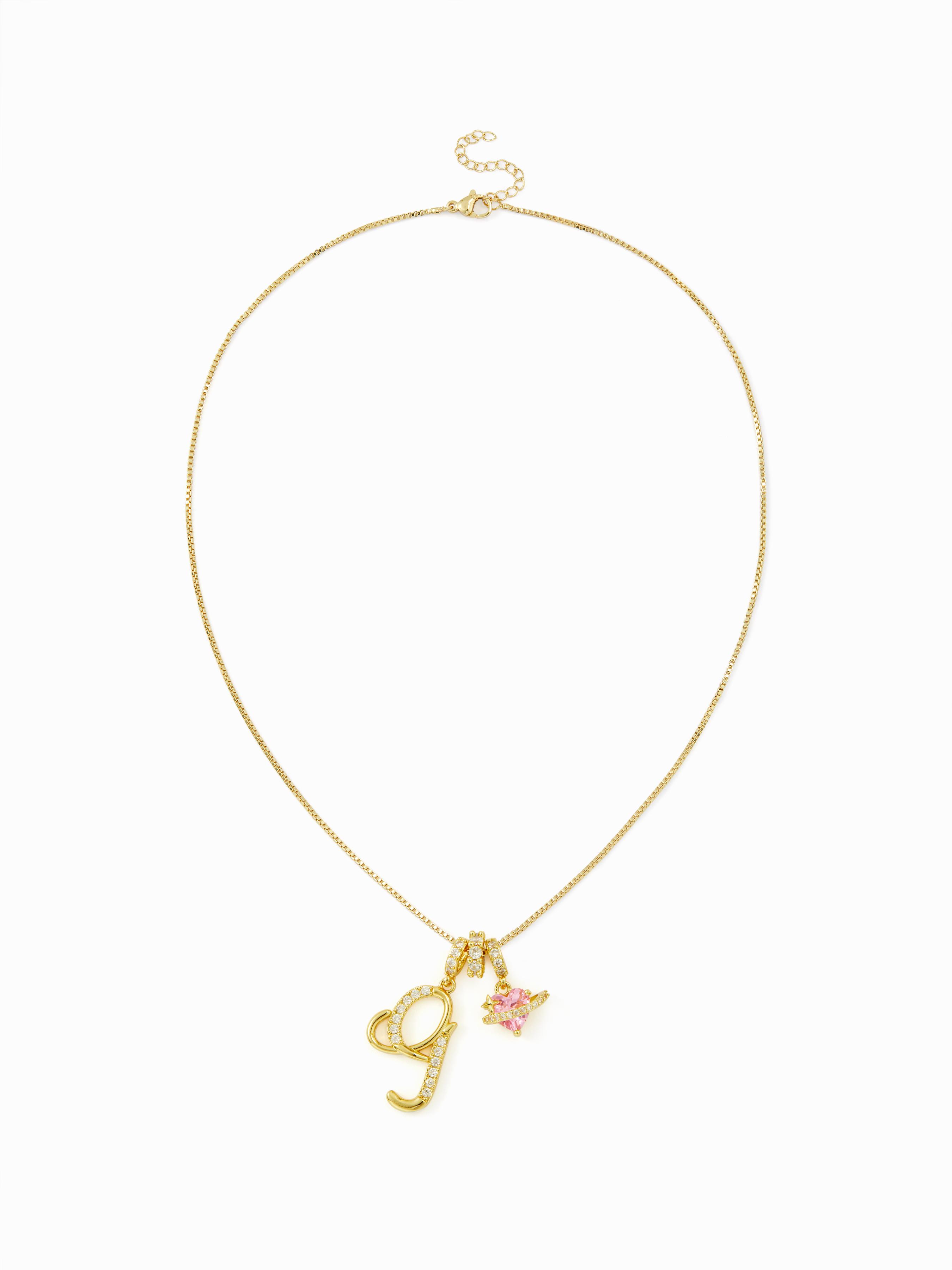 LETTER & HEART ZIRCON PENDANT NECKLACE by CIDER
