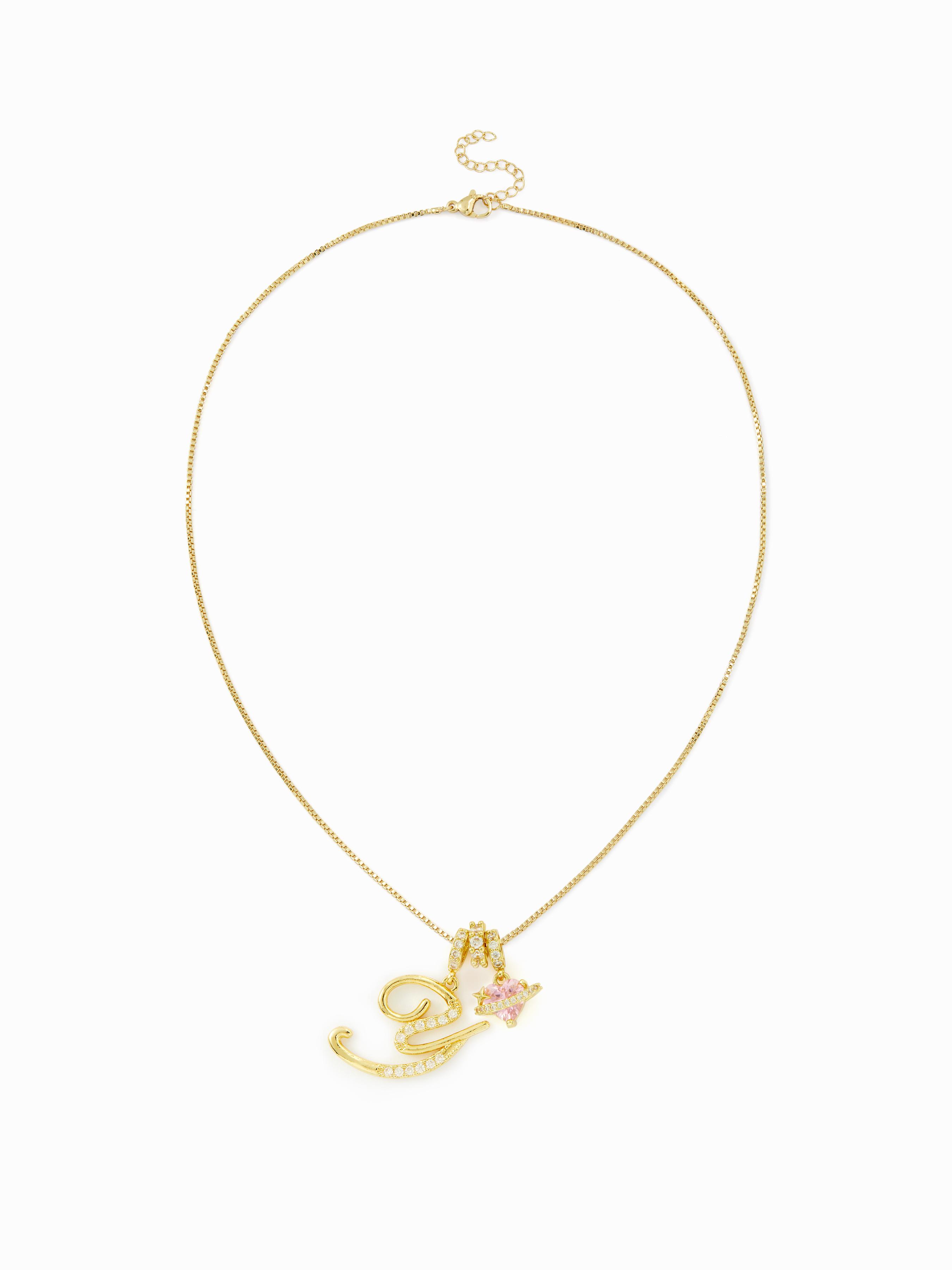 LETTER & HEART ZIRCON PENDANT NECKLACE by CIDER