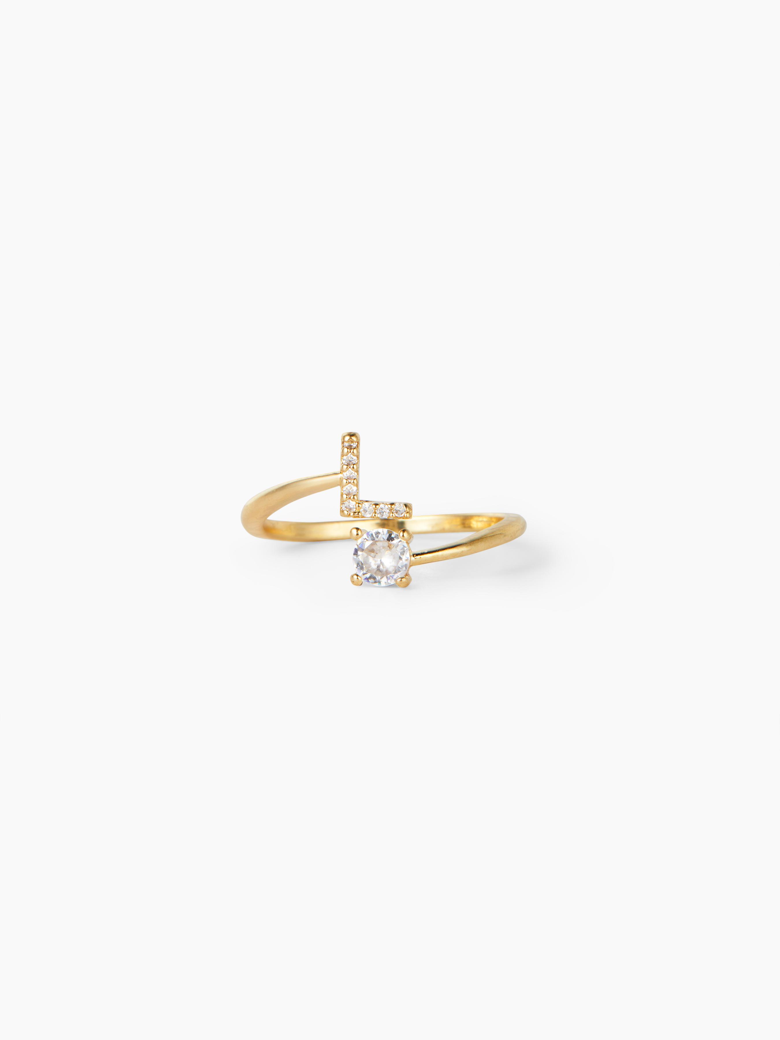 LETTER & ZIRCON OPEN RING by CIDER