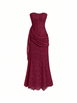 Lace Floral Bandeau Applique Mermaid Maxi Dress by CIDER
