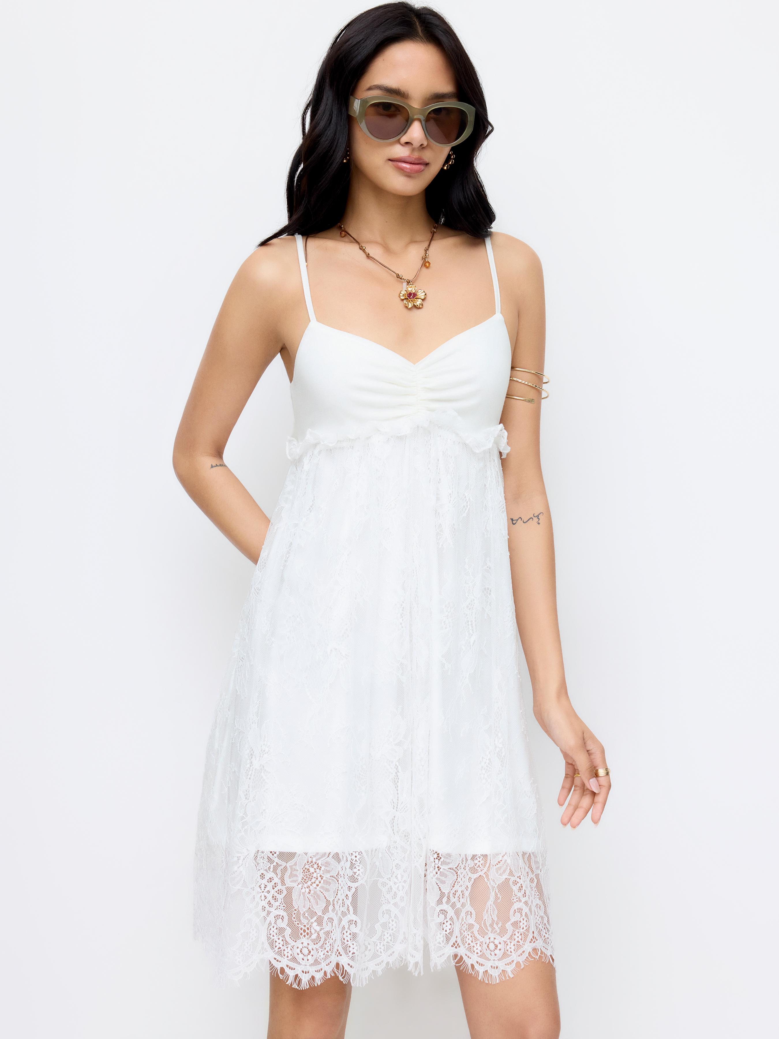 Lace Panel Babydoll Cami Mini Dress by CIDER